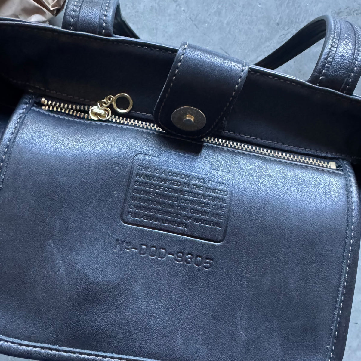 Vintage Coach Black Leather Bleeker Tote Handbag