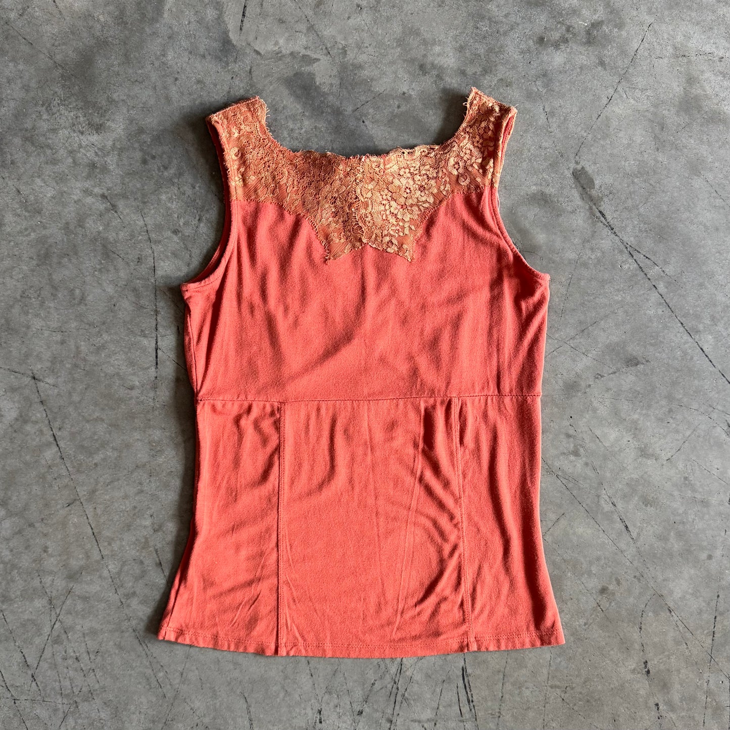 Women’s Vintage Worthington Orange Lace/Beaded Fitted Fairy Tank