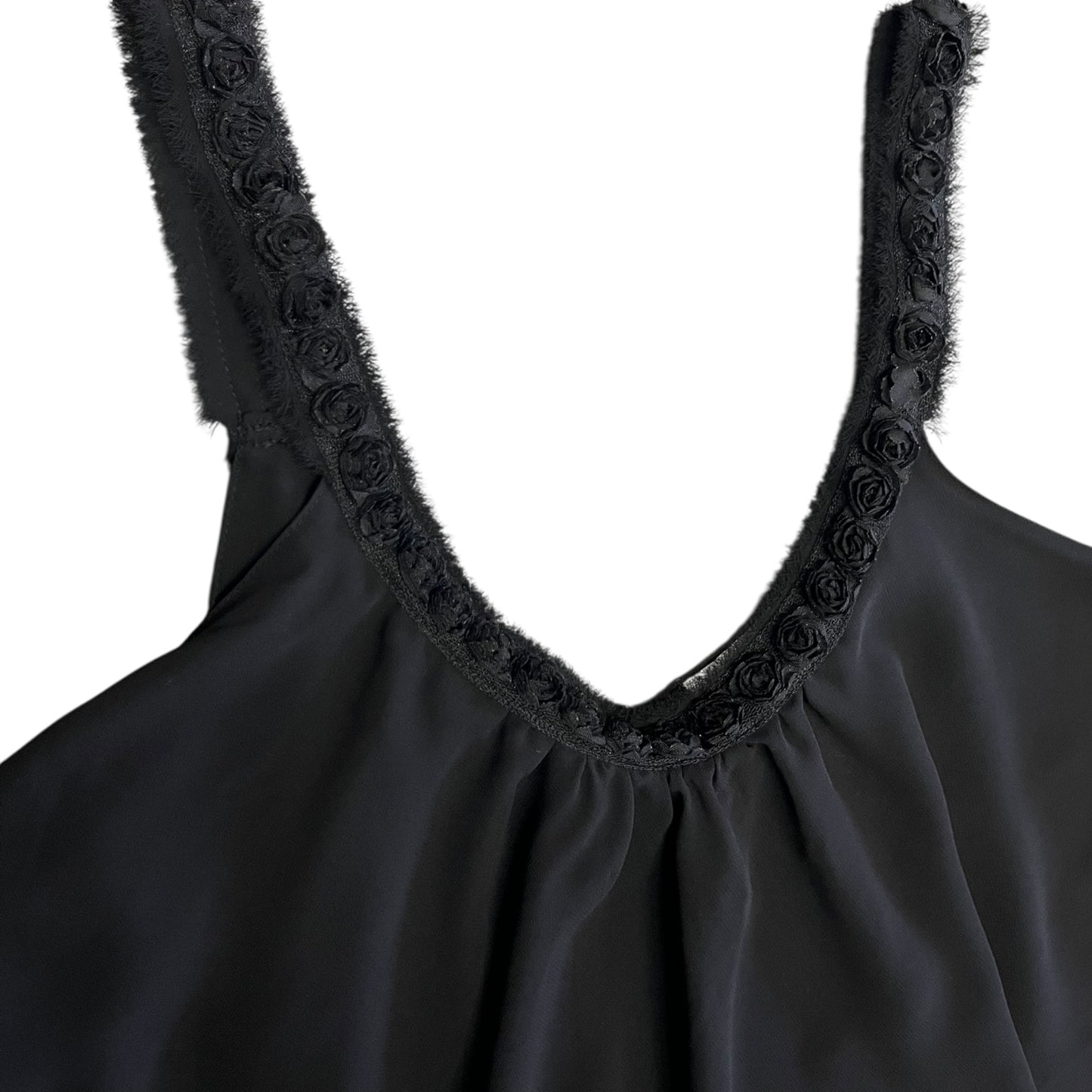 Women’s Y2K Oscar De La Renta Black Babydoll Top
