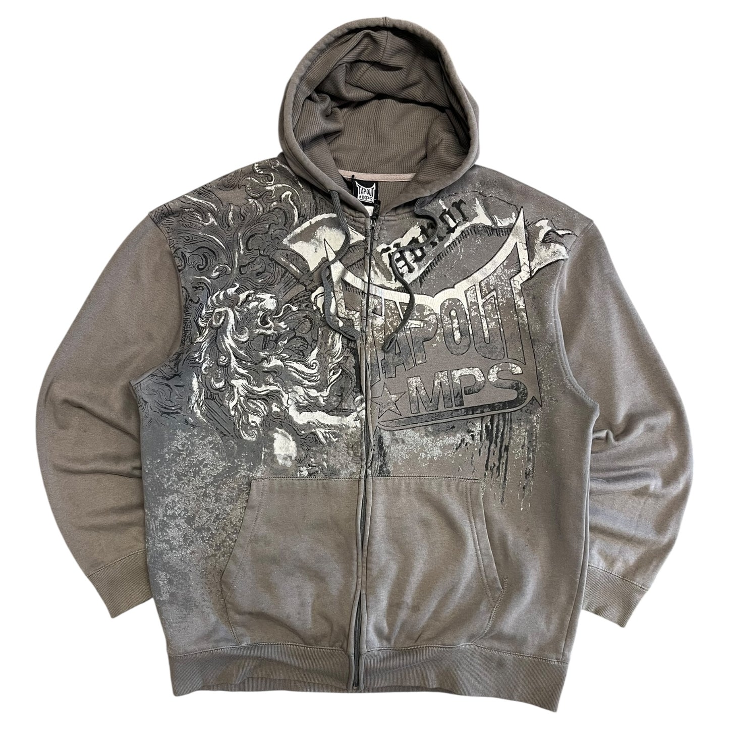 Y2K Tap Out MPS Grey Tribal Zip Up