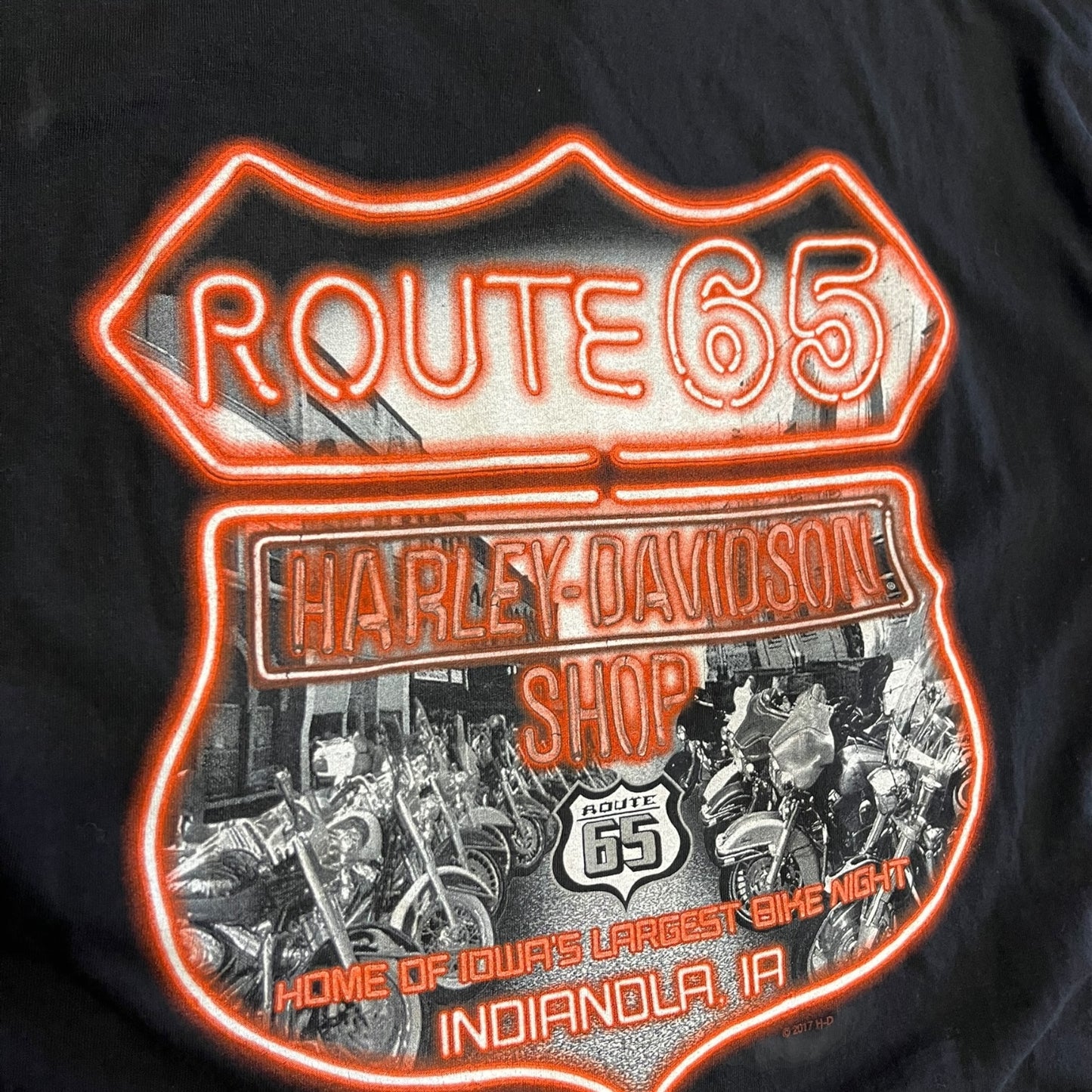Y2K Harley Davidson Orange Tattooed Women Tee