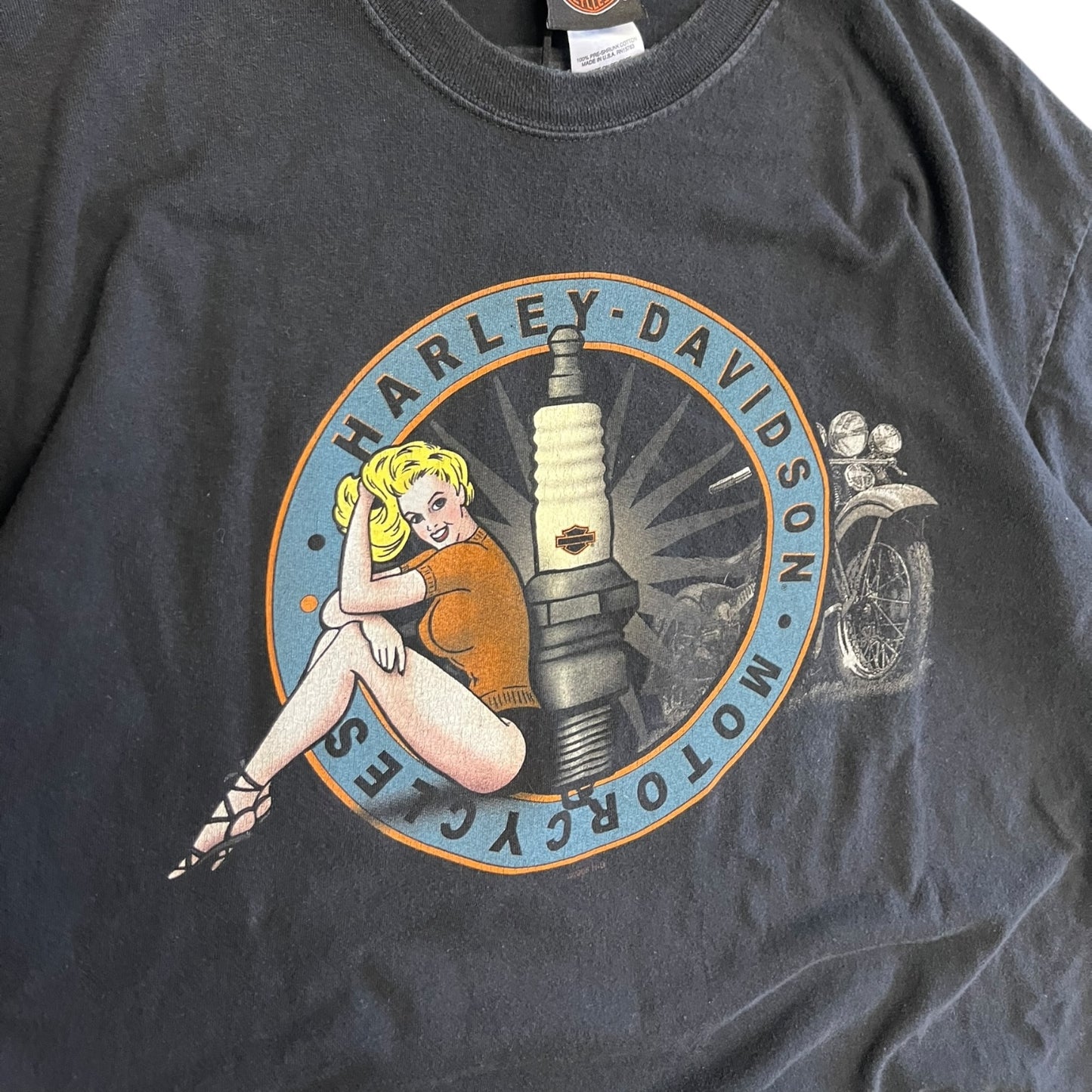 Y2K Harley Davidson Spark Plug Girl Tee