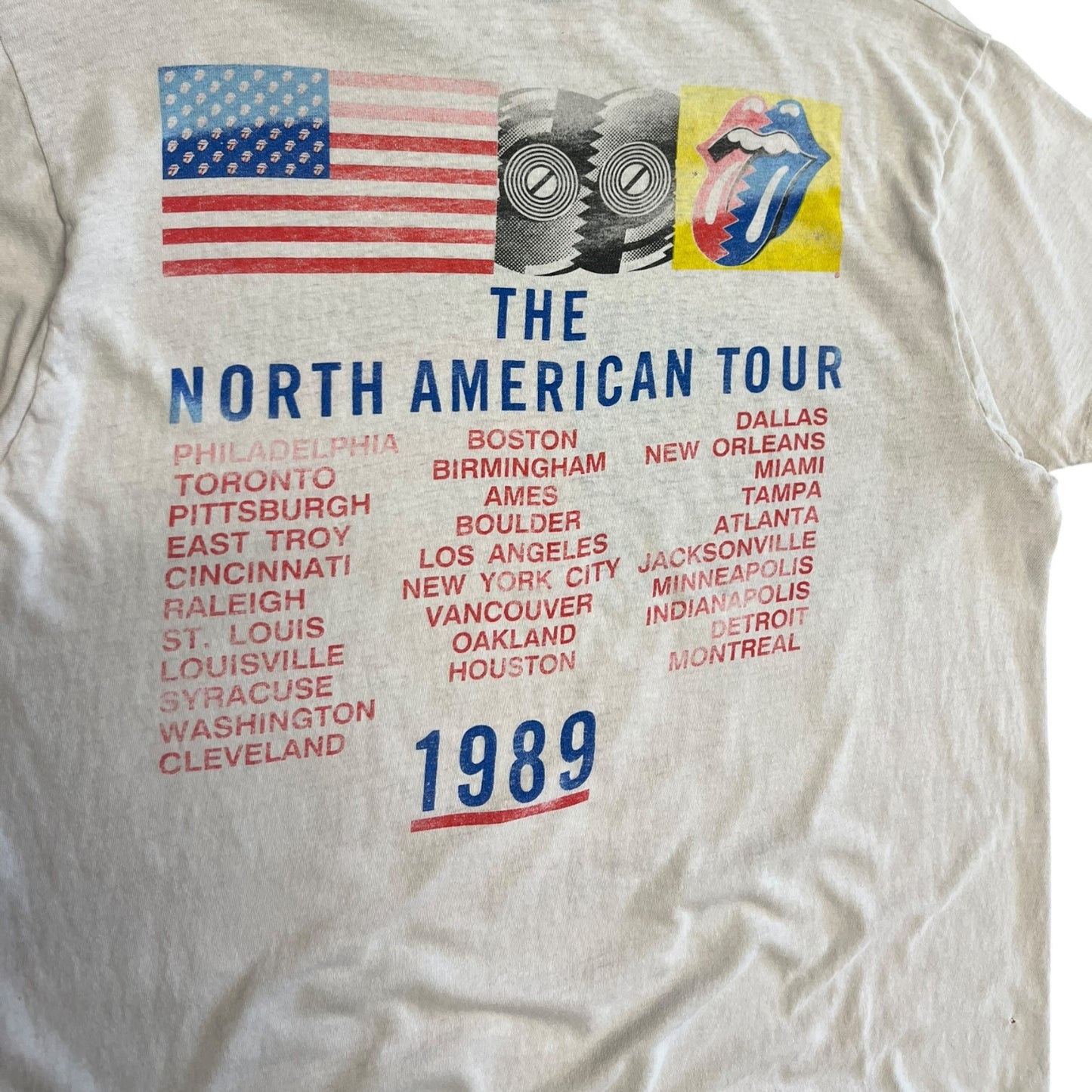 Vintage 1989 Rolling Stones North America Tour Flag T Shirt