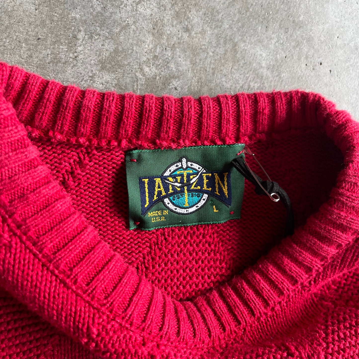Vintage Red Diamond Woven Sweater