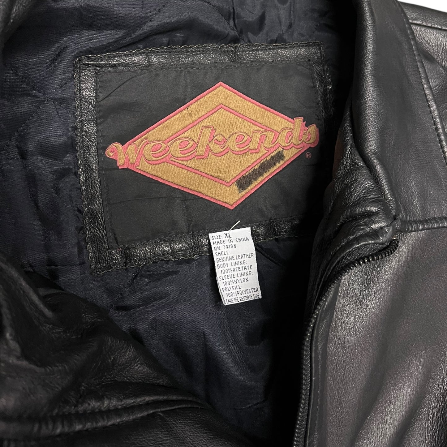 Vintage Weekends Leather Bomber Jacket