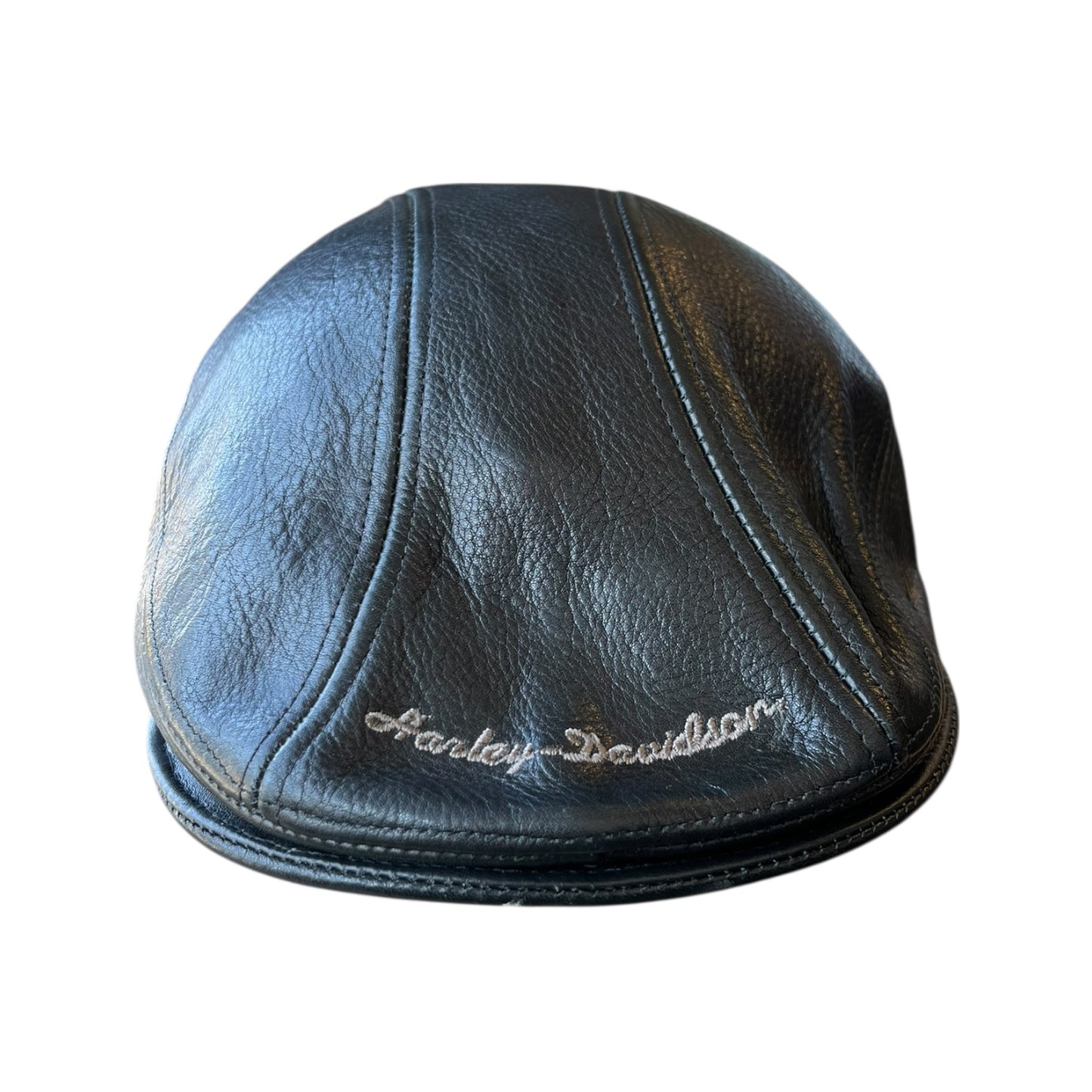 Vintage Harley Davidson Leather Newsboy Cabbie Hat