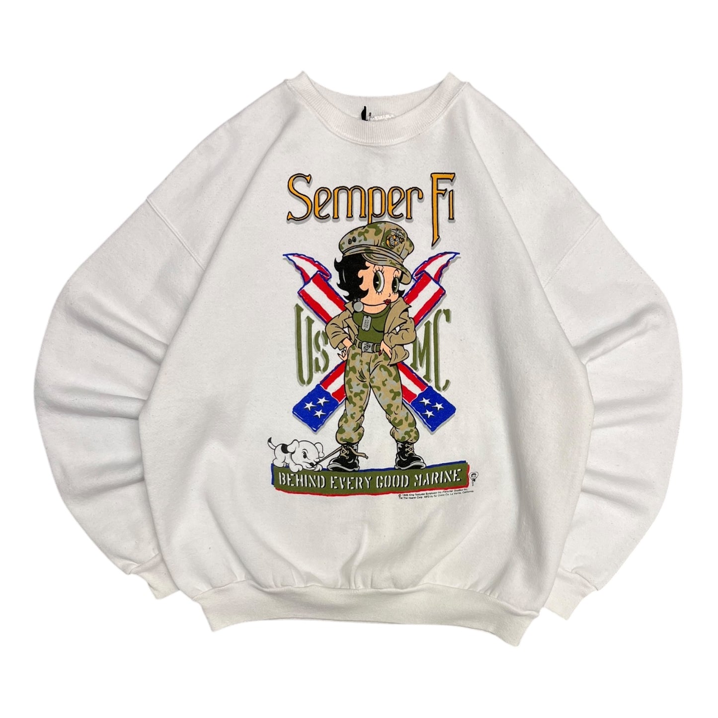 Vintage Betty Boop USMC Semper Fi Crewneck Sweatshirt
