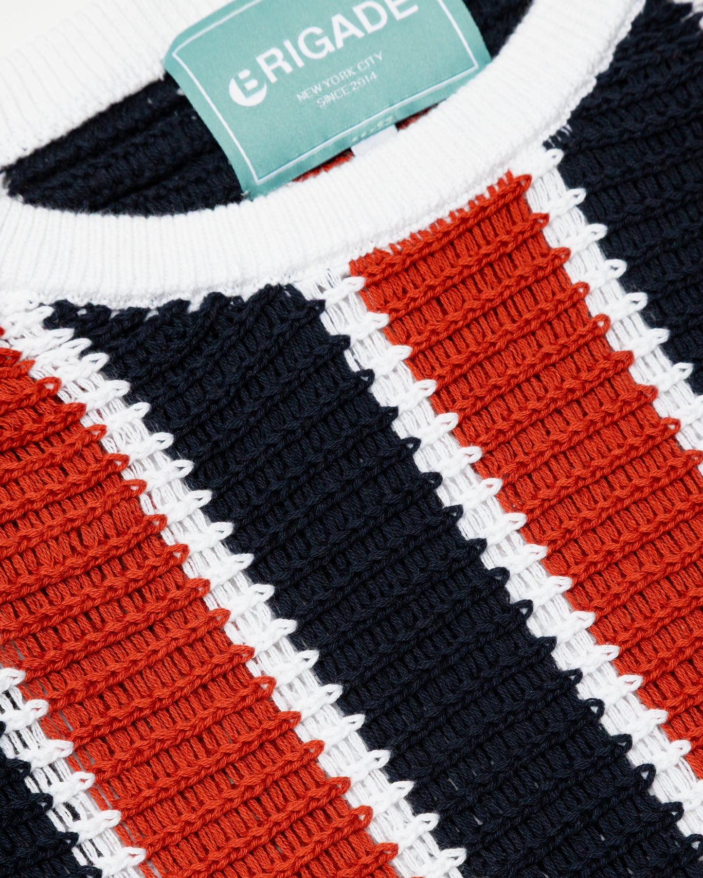 Brigade - Striped Script Knit T-Shirts (Burgundy)