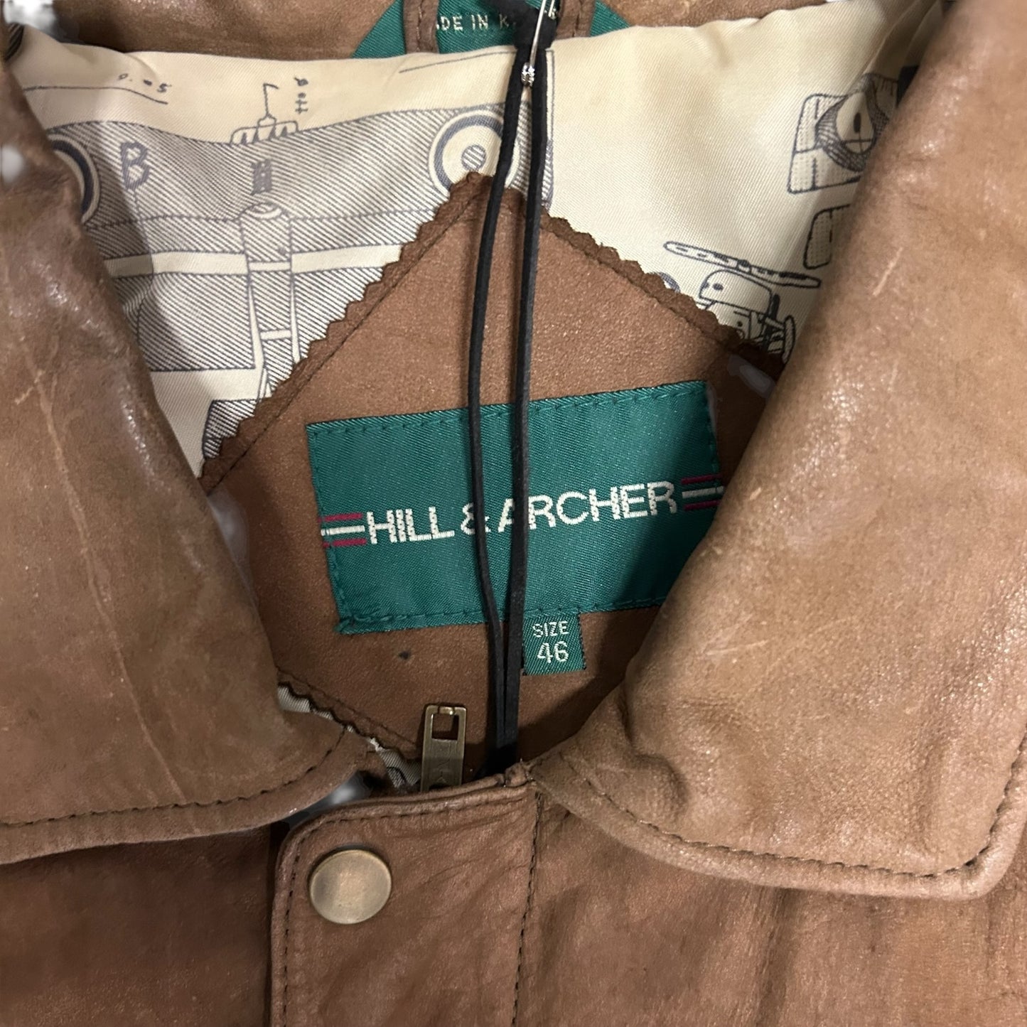 Vintage Hill & Archer Brown Suede Bomber Jacket