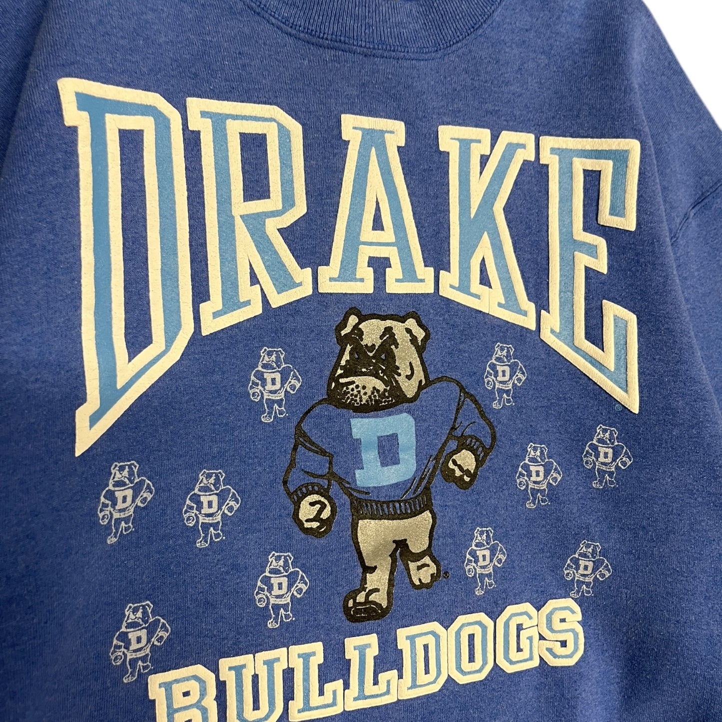 Vintage Drake Bulldogs Puff Print Blue Sweatshirt