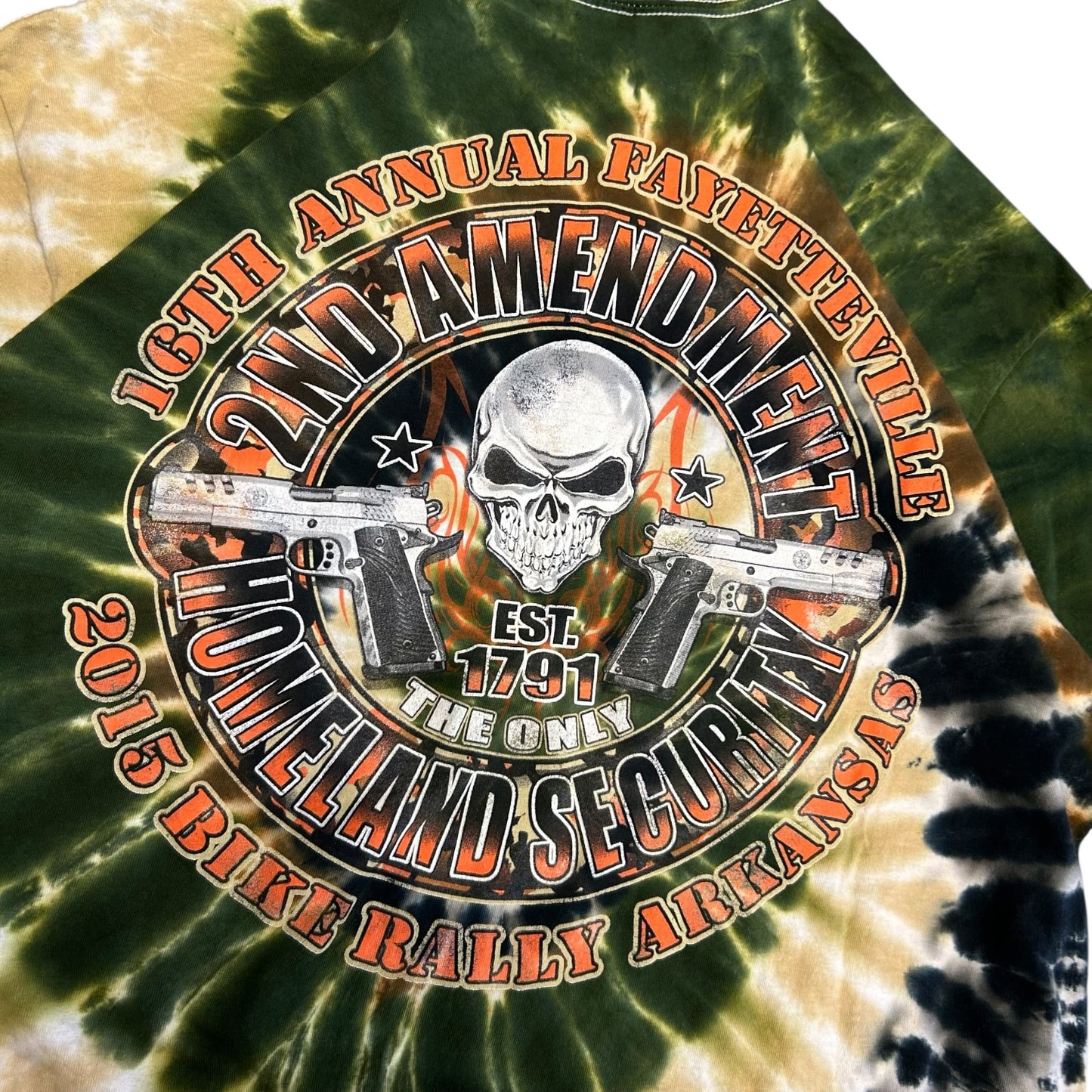 Y2K Camo Tie Die Fayetteville Bike Rally Tee