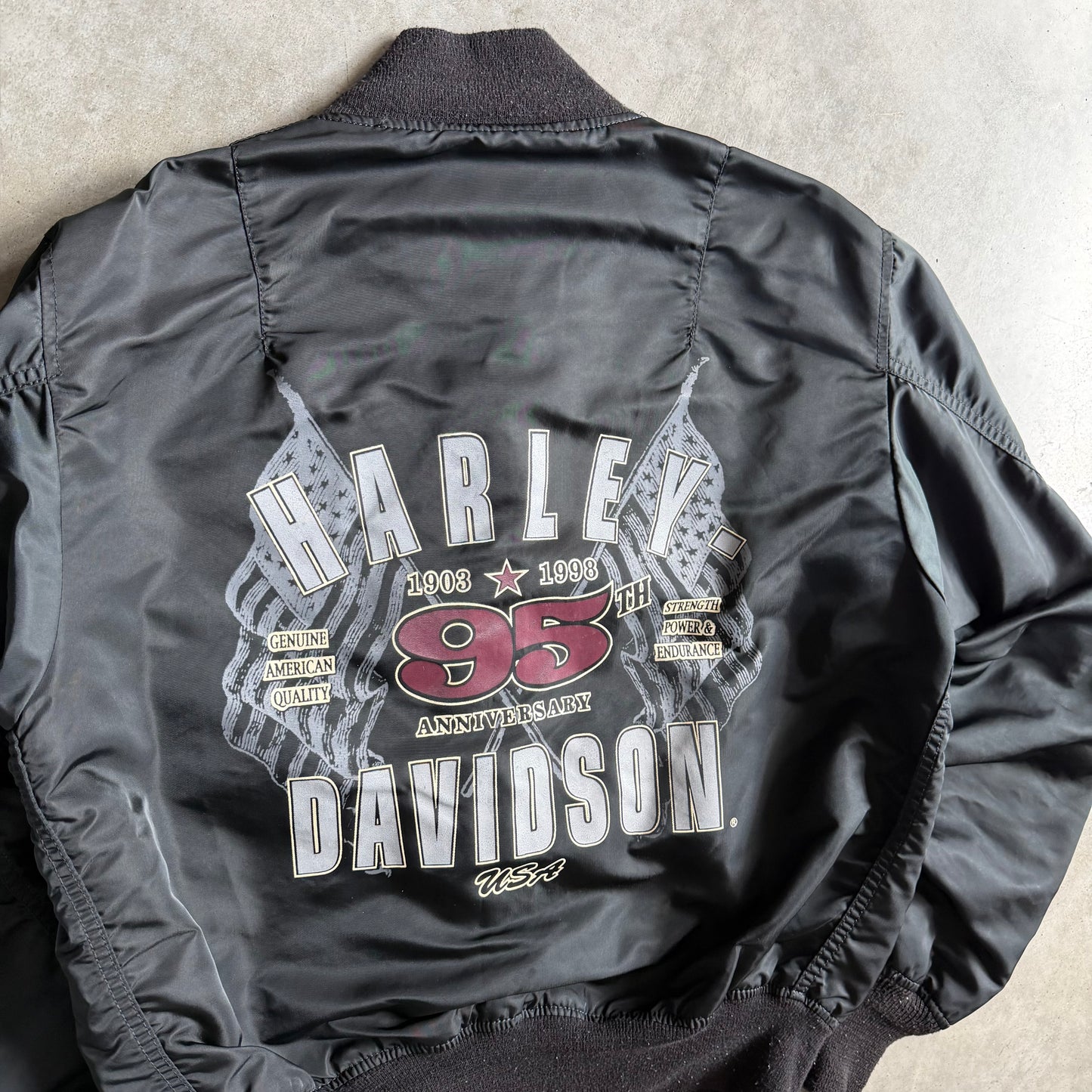 Vintage Harley Davidson Big Back Graphic Nylon Bomber