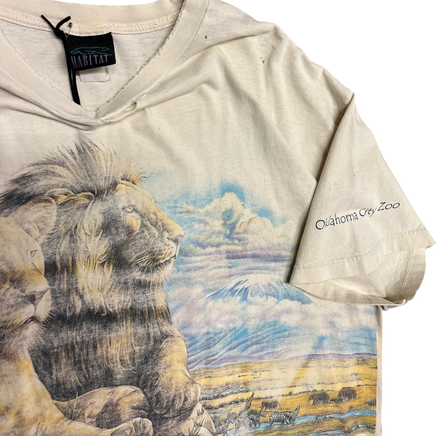 Vintage Thrashed Lion Wrap Around AOP T Shirt
