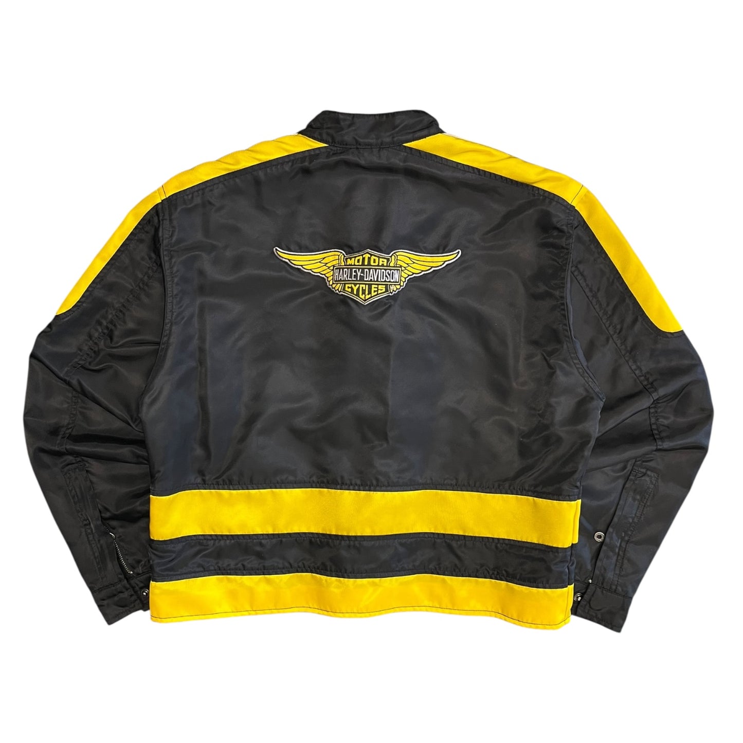 Y2K Black & Yellow Harley Motorcycle Jacket