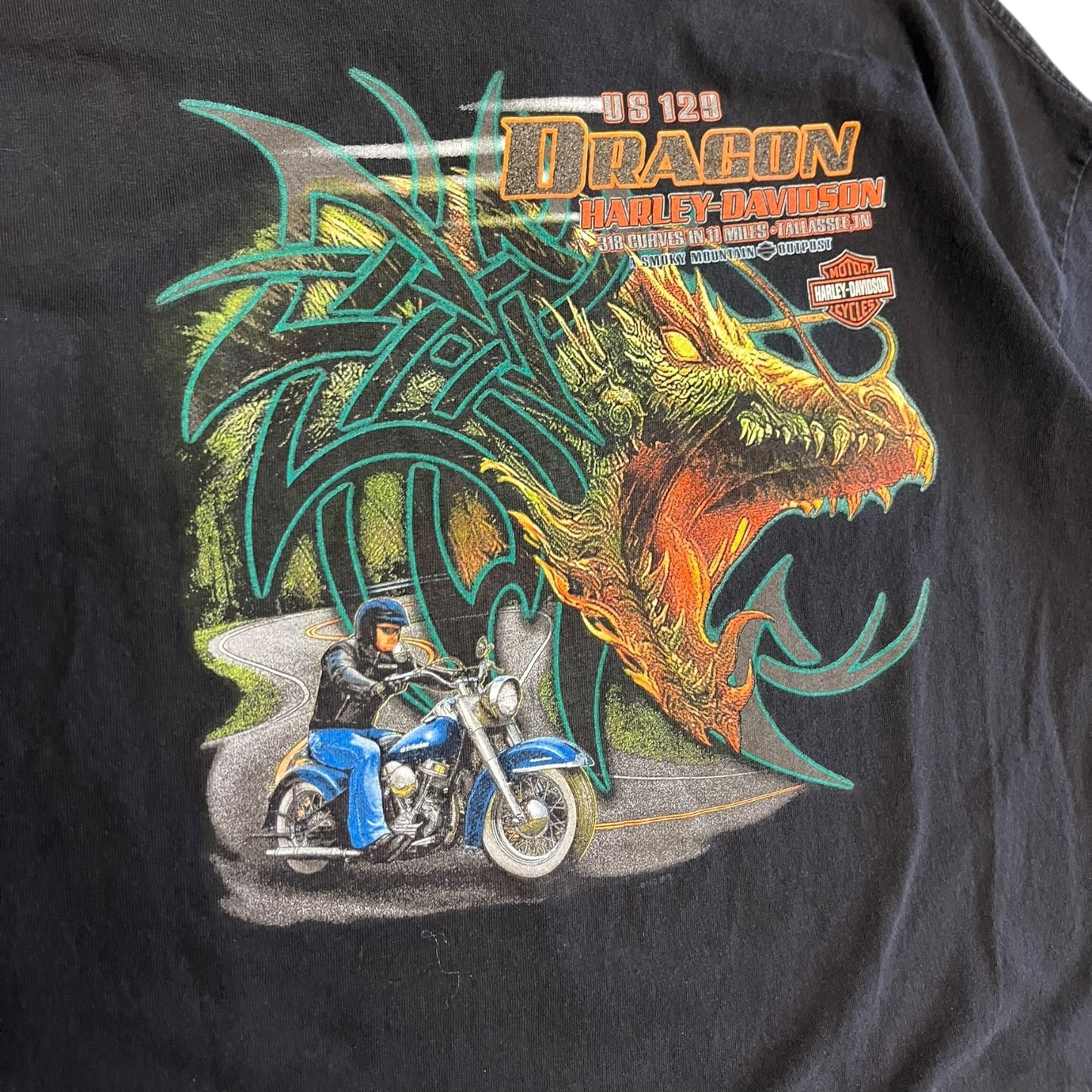 Y2K Harley Davidson Orange Bandanna Motorcycle Women Tee