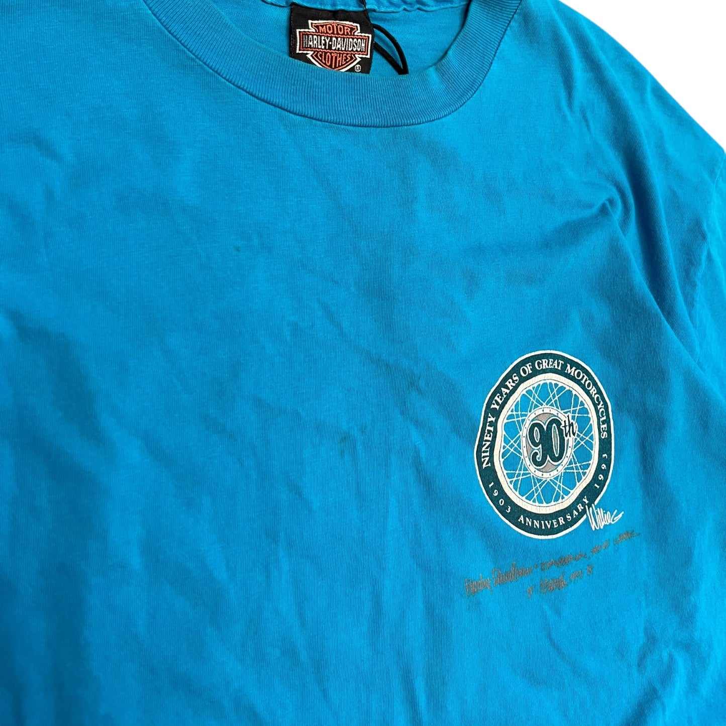 Vintage Harley Davidson 90 Years Blue T Shirt