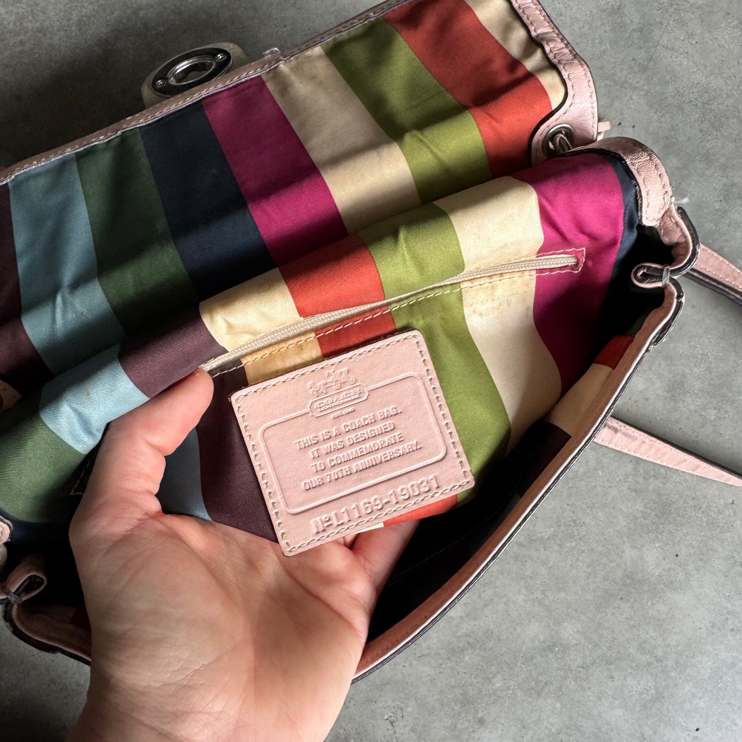 Coach 70th Anniversary Mini Willis Green/Tan Turnlock Bag
