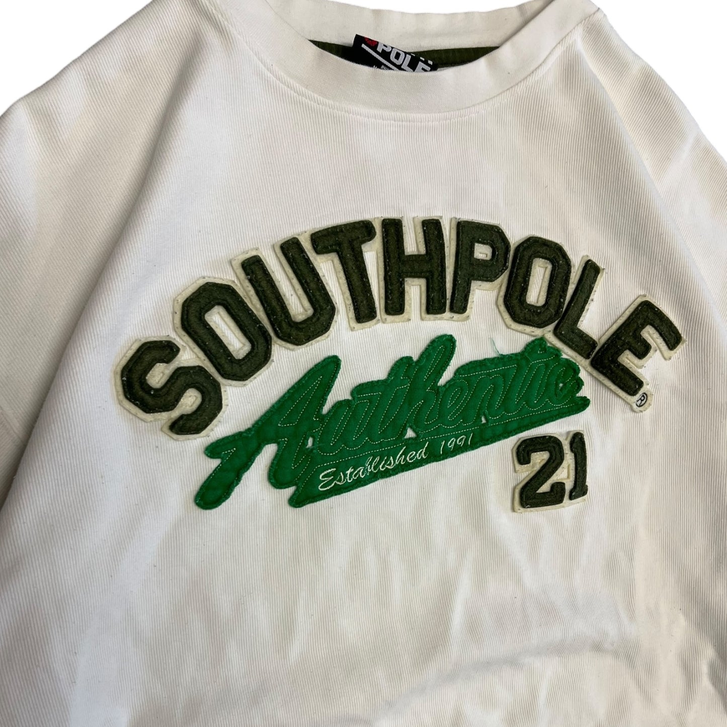 Y2K Southpole White & Green Sweatshirt