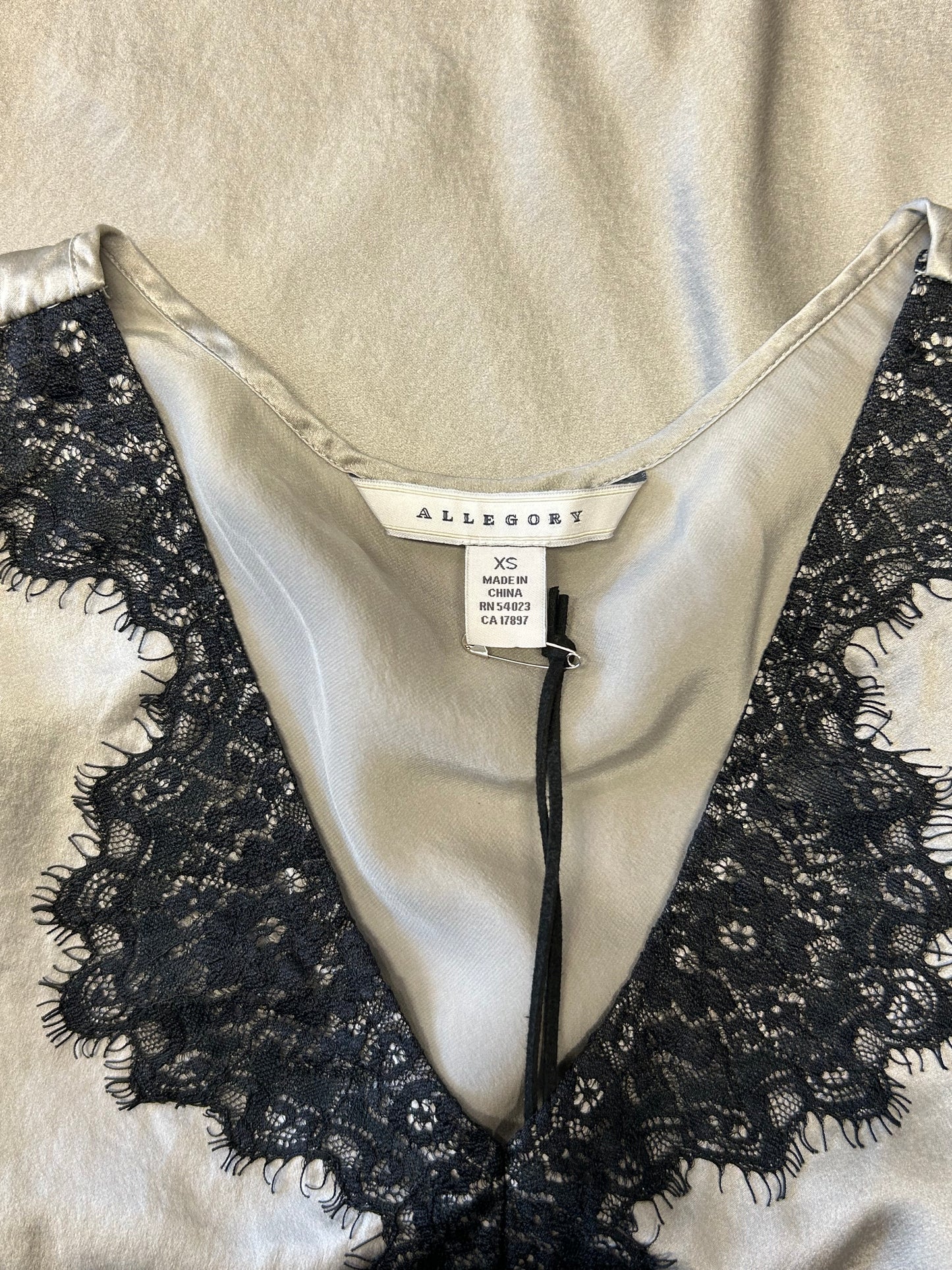 Women’s Y2K Allegory Fairycore Grey Lace 100% Silk Tank