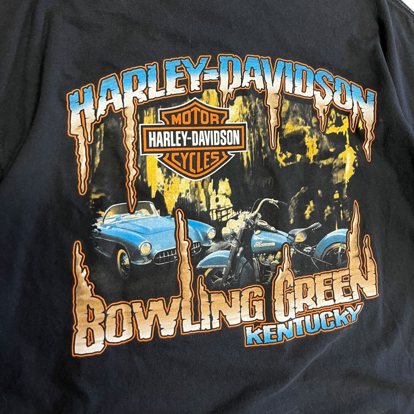 Y2K Harley Davidson Bowling Green Red Hair Motorcycle Women Tee