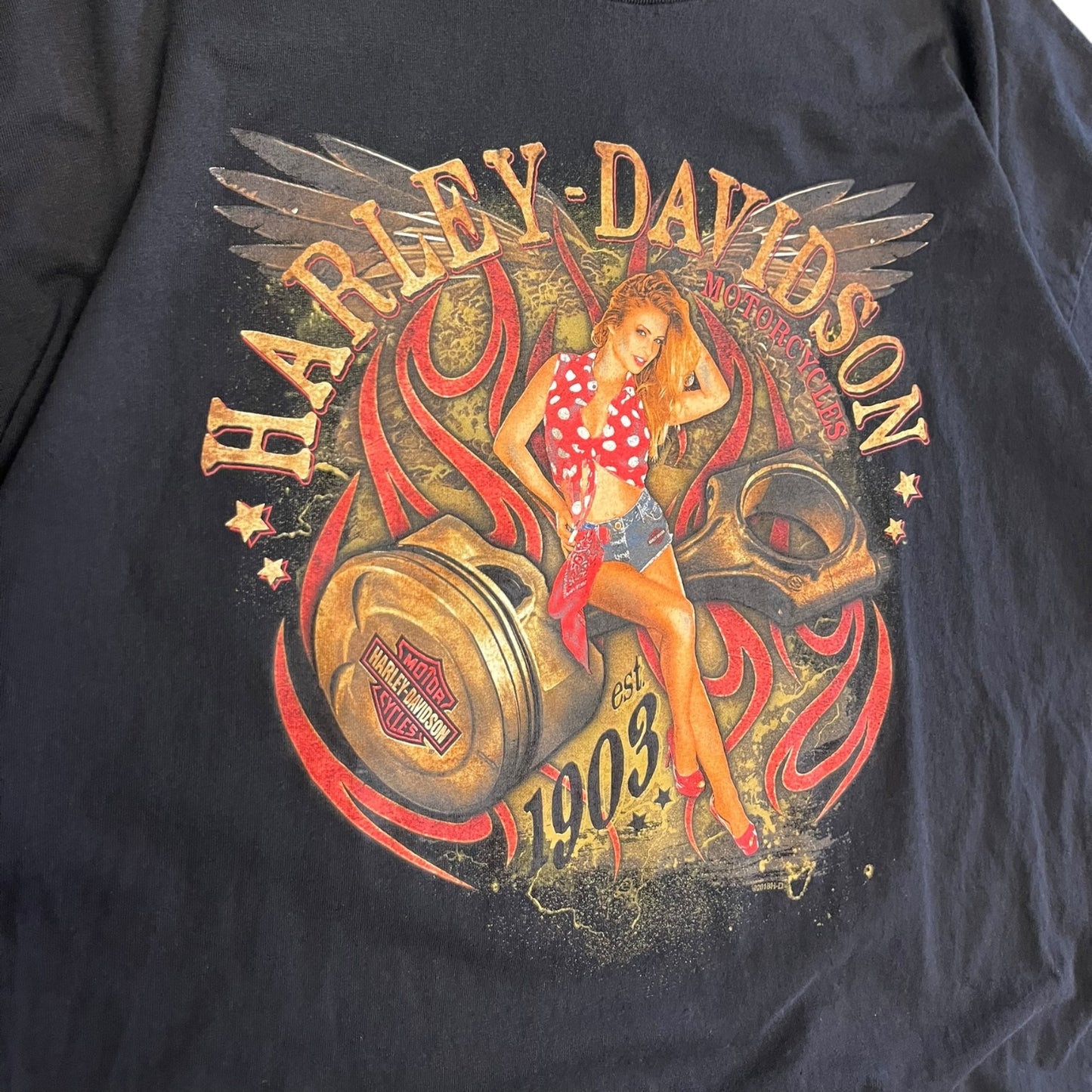 Y2K Harley Davidson Tribal Flame Women Tee
