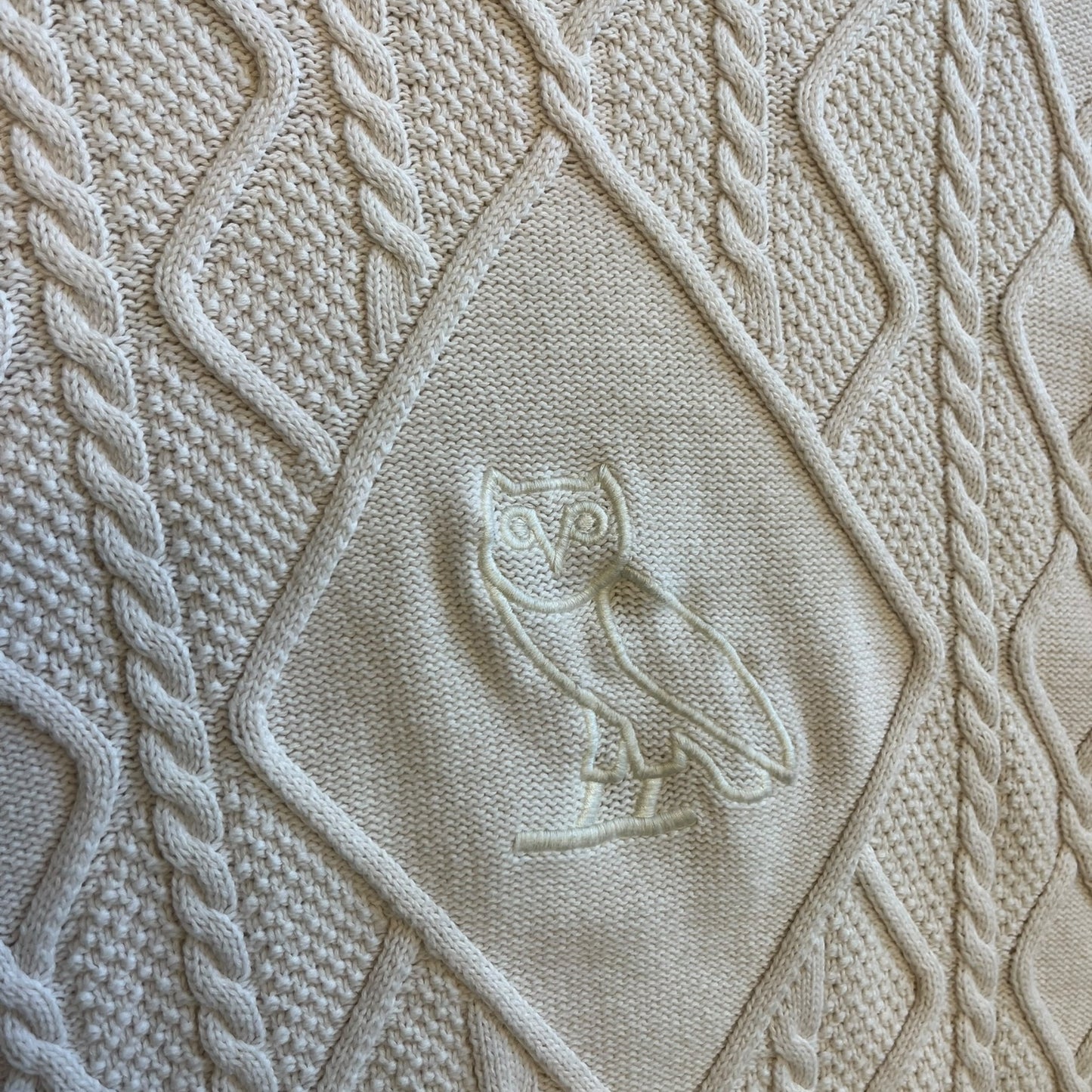 OVO Owl Tan Cable Knit Sweater