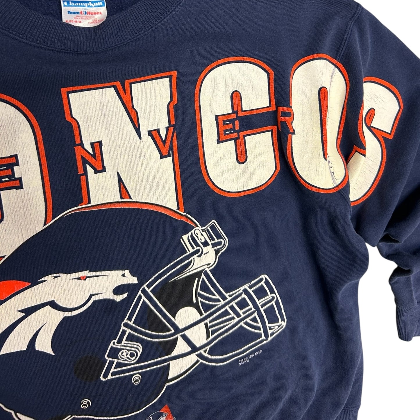 Vintage 1997 Broncos Sleeve Spell Out Sweatshirt