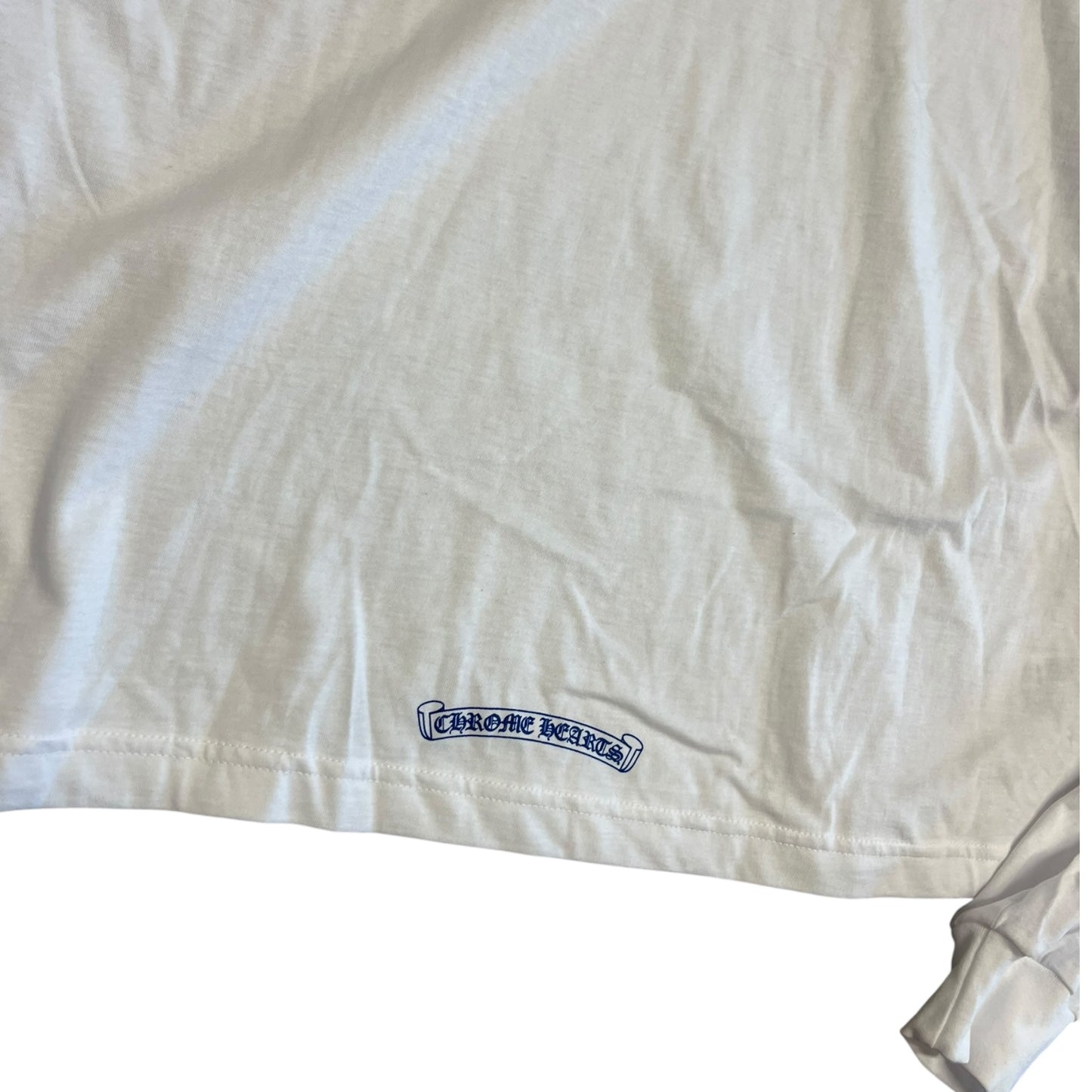 Chrome Hearts Spell Out Long-Sleeve Pocket Tee Wht/Blue