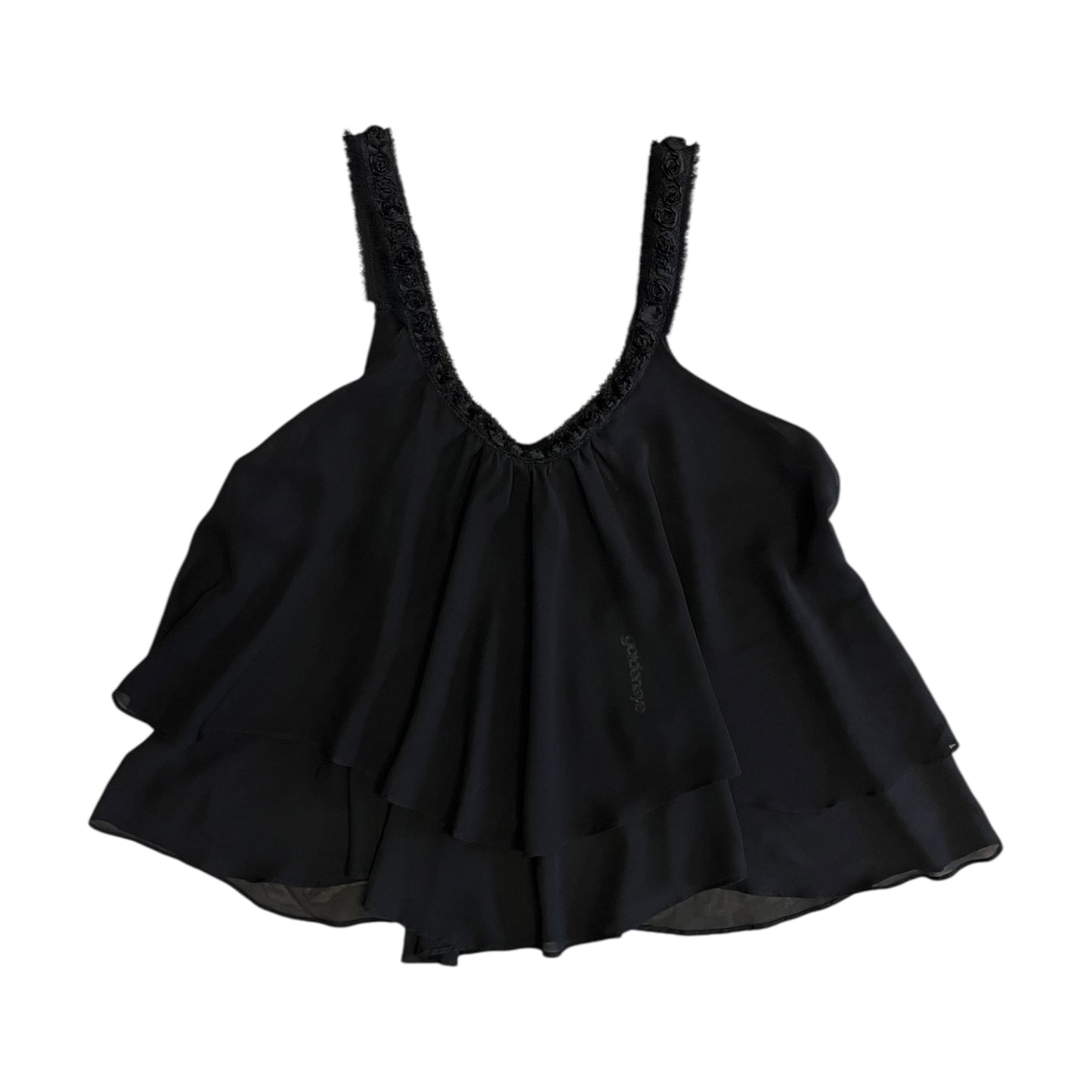 Women’s Y2K Oscar De La Renta Black Babydoll Top