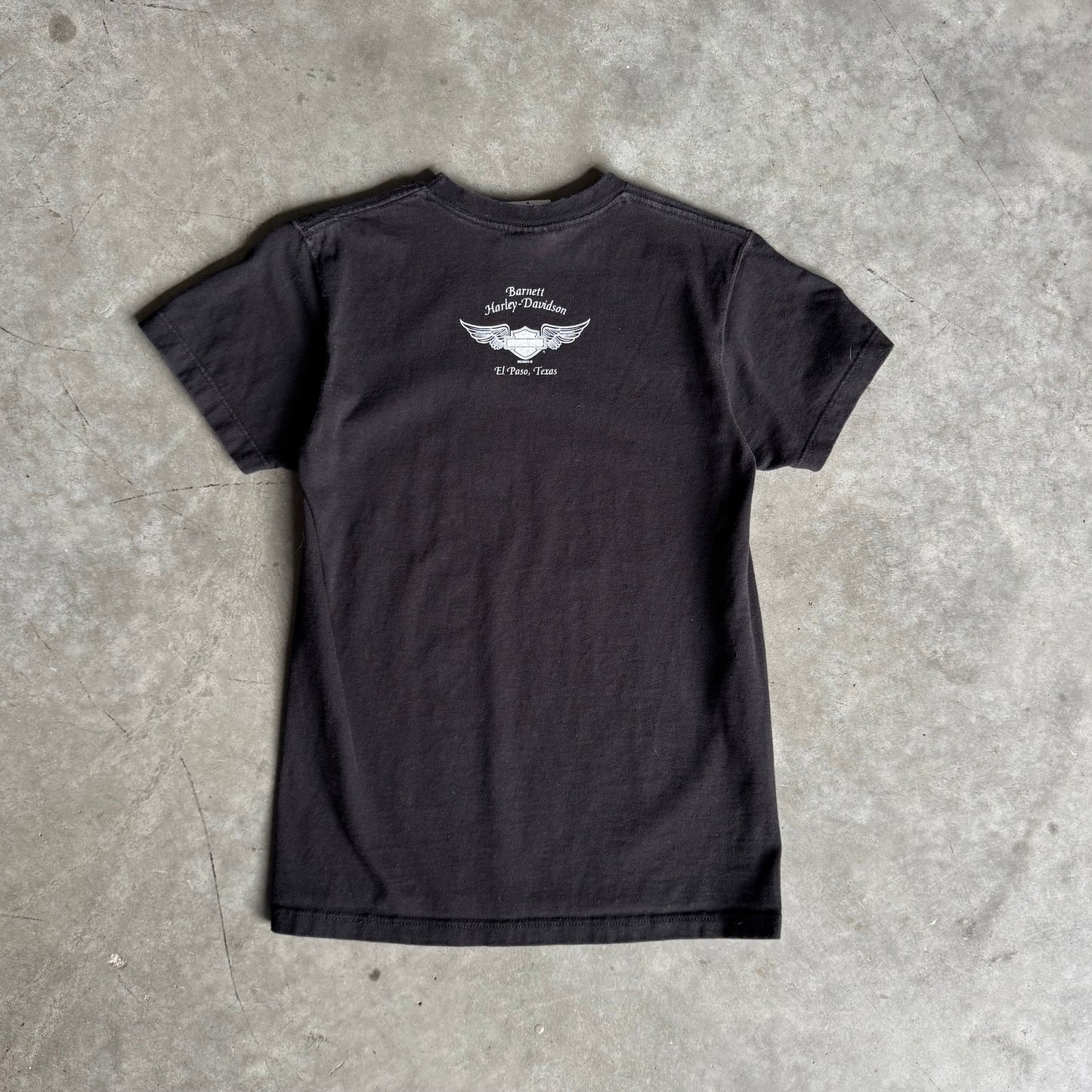 Women’s Y2K Harley Davidson Black White Spellout T Shirt