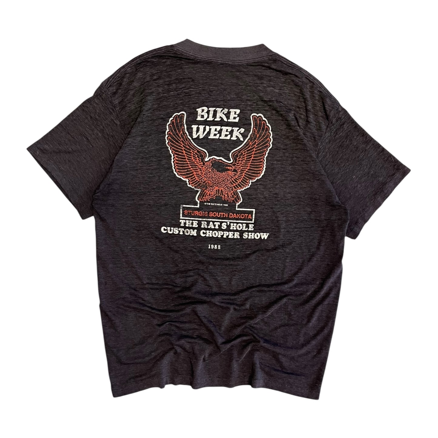 Vintage 1987 Harley Davidson 3D Emblem Eagle USA Flag Tee
