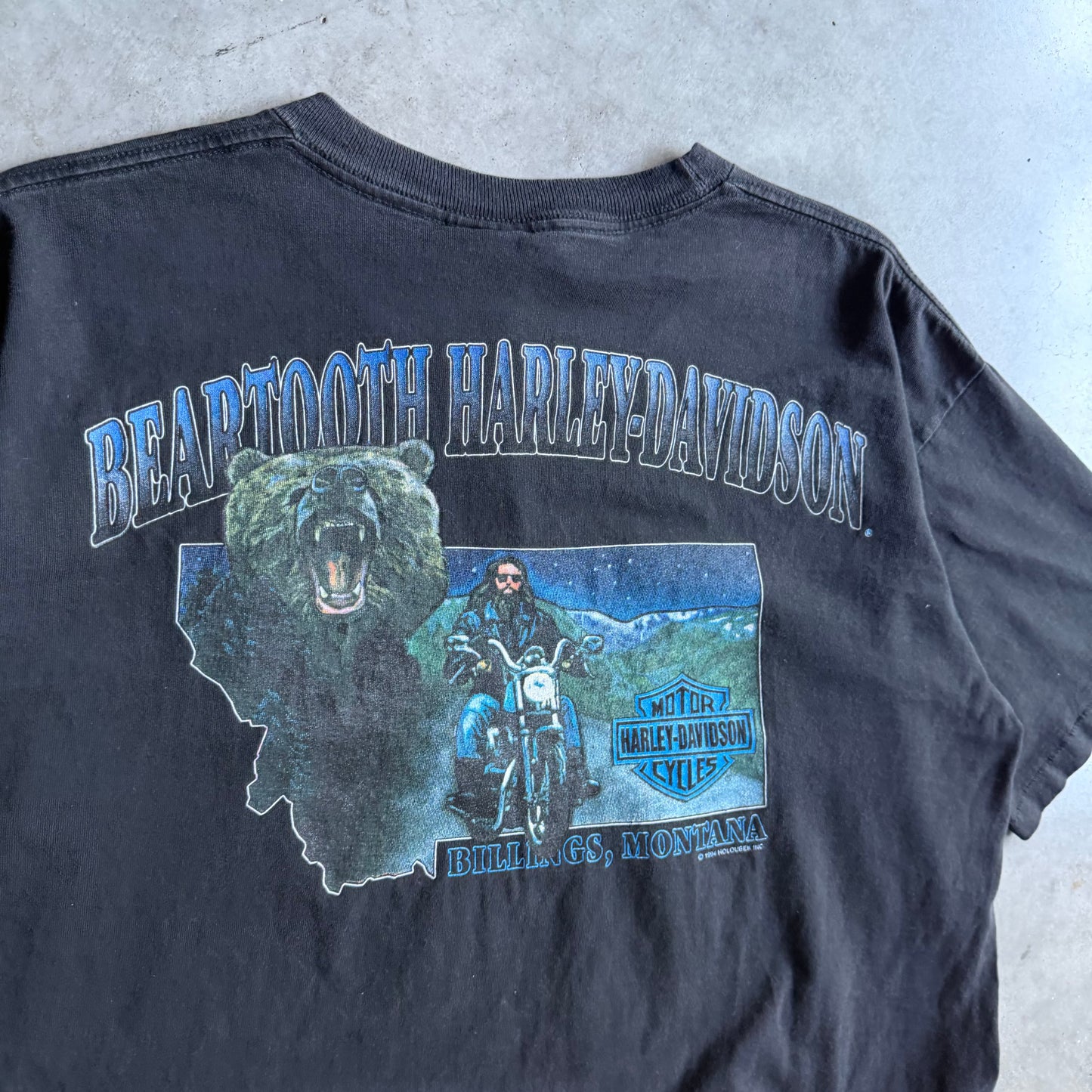 Vintage Harley Davidson V-Twin Spell-Out Eagle Beartooth Tee