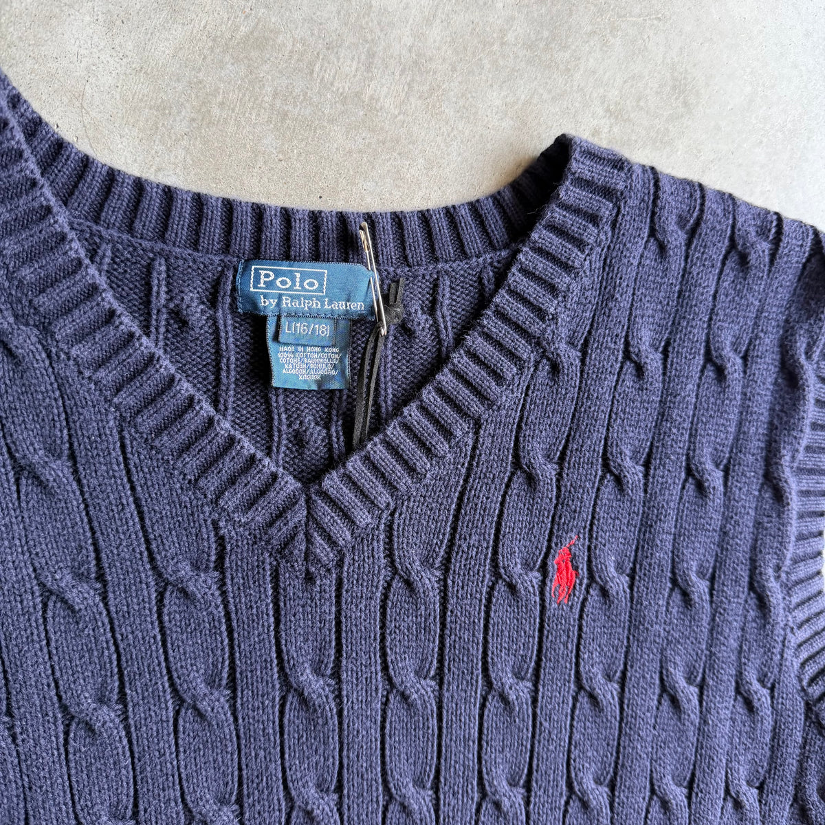 Youth Polo Ralph Lauren Navy Cable Knit Sweater Vest