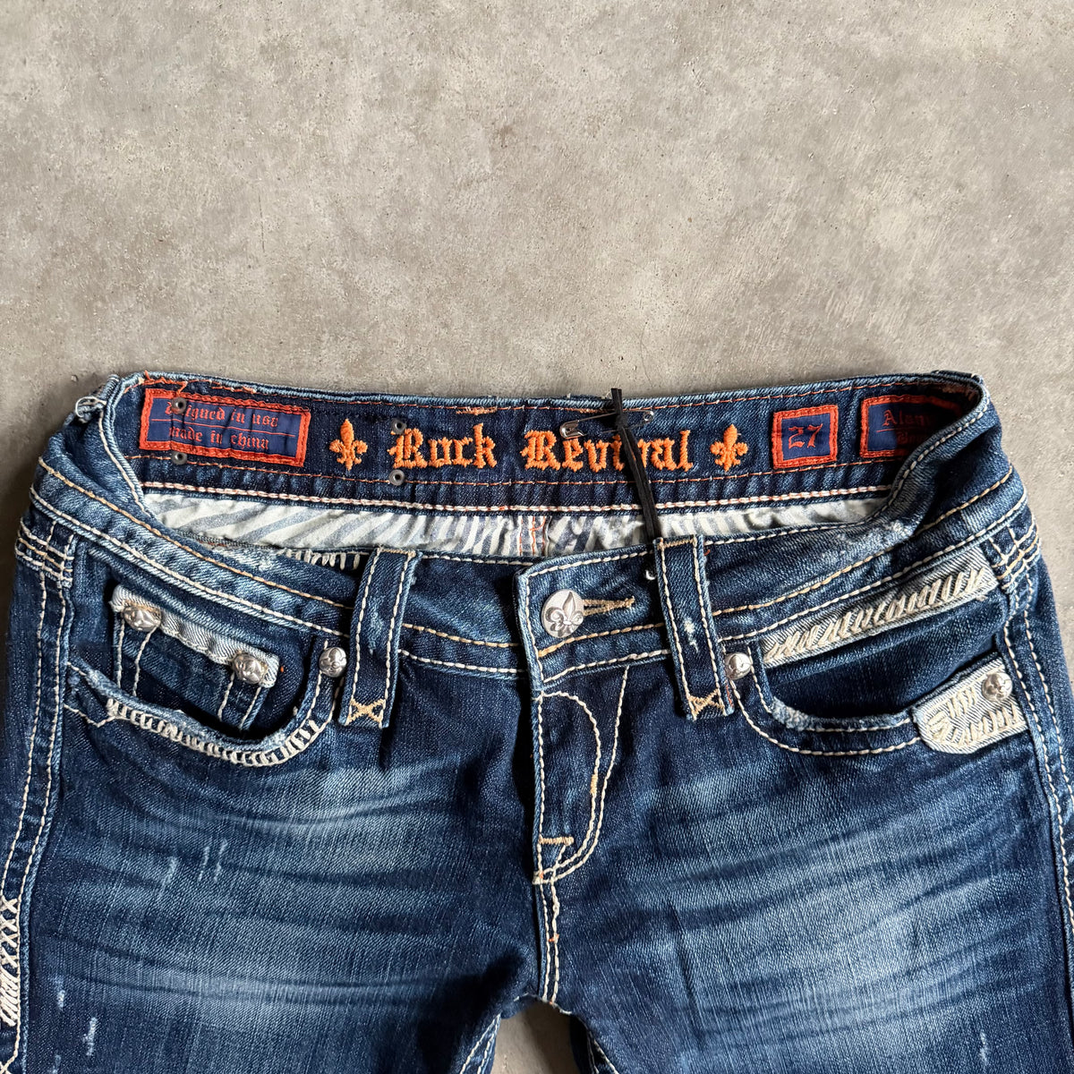 Women’s Y2K Rock Revival Alanis Boot Cut Flare Jeans Dark Wash