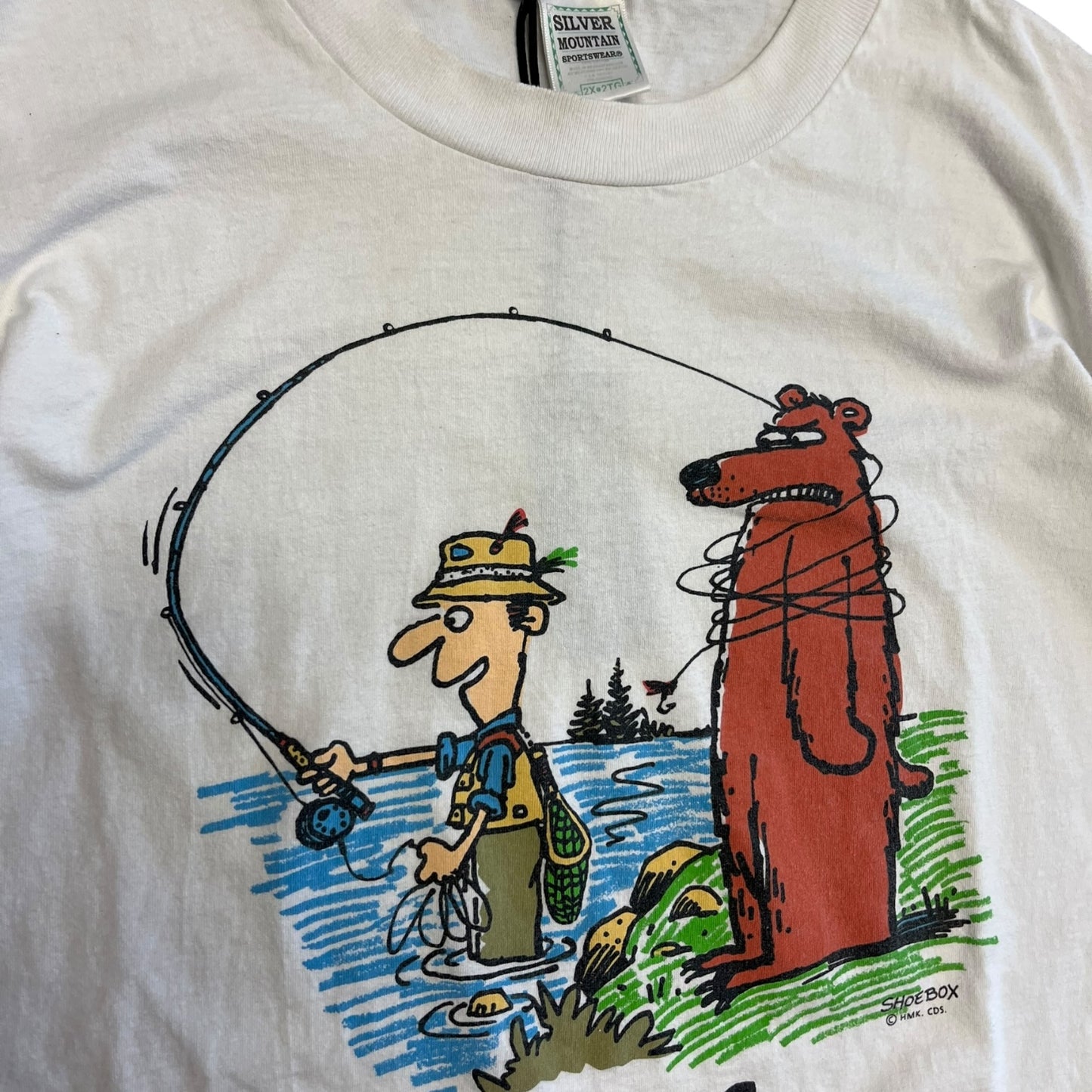Y2K Fisherman Bear “Wrong.” Tee
