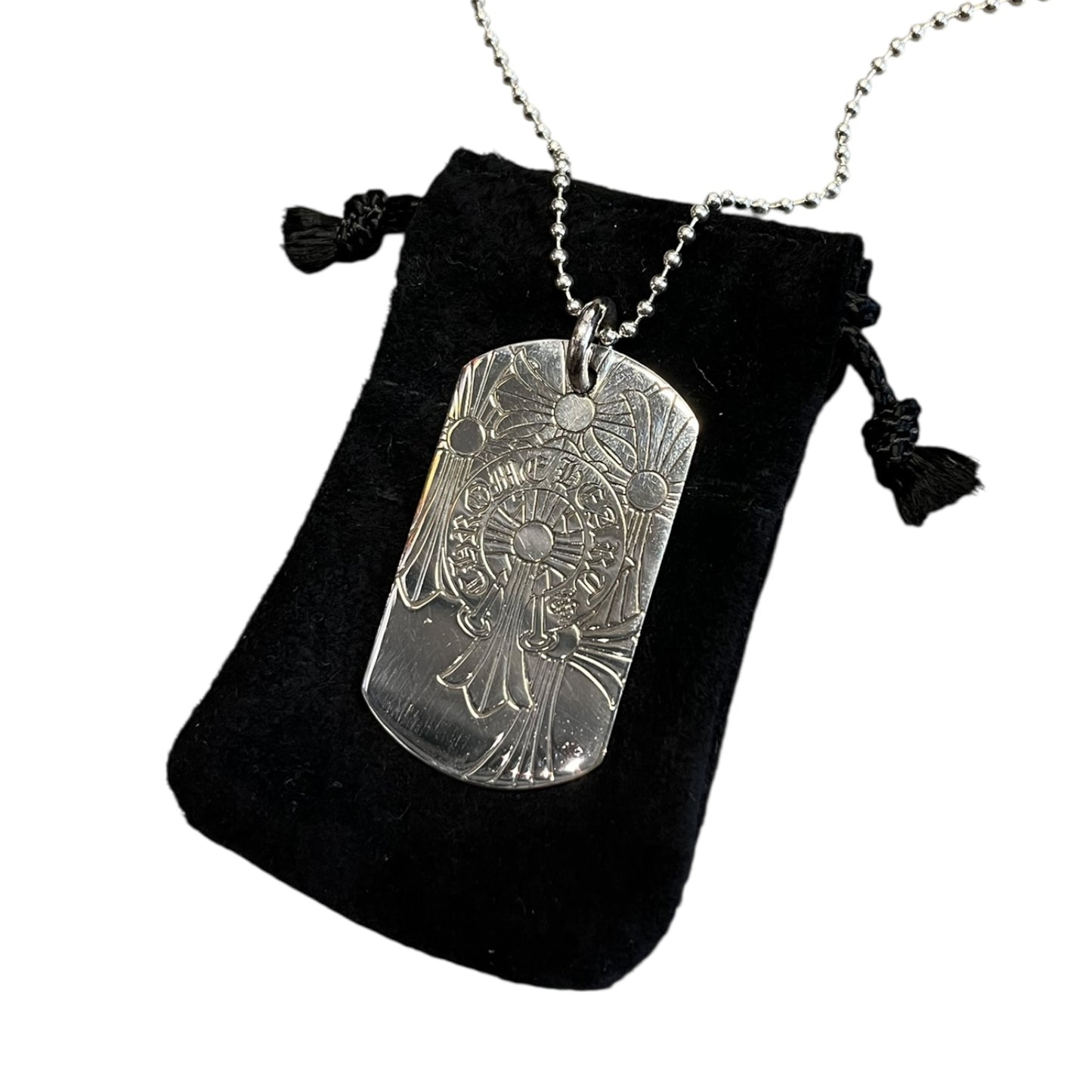 Chrome Hearts God Bless The World Dog Tag