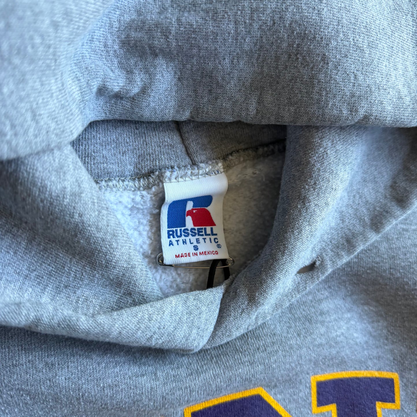 Vintage Russell Athletic UNI Panthers Spell-Out Gray Hoodie