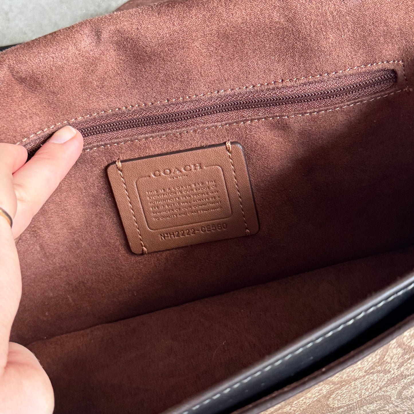 Coach Signature Morgan Bag Colorblock Khaki Pebble Leather
