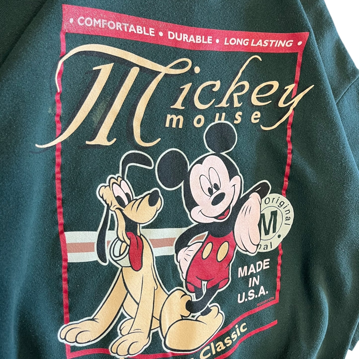 Vintage Mickey Mouse Pluto Green Crewneck