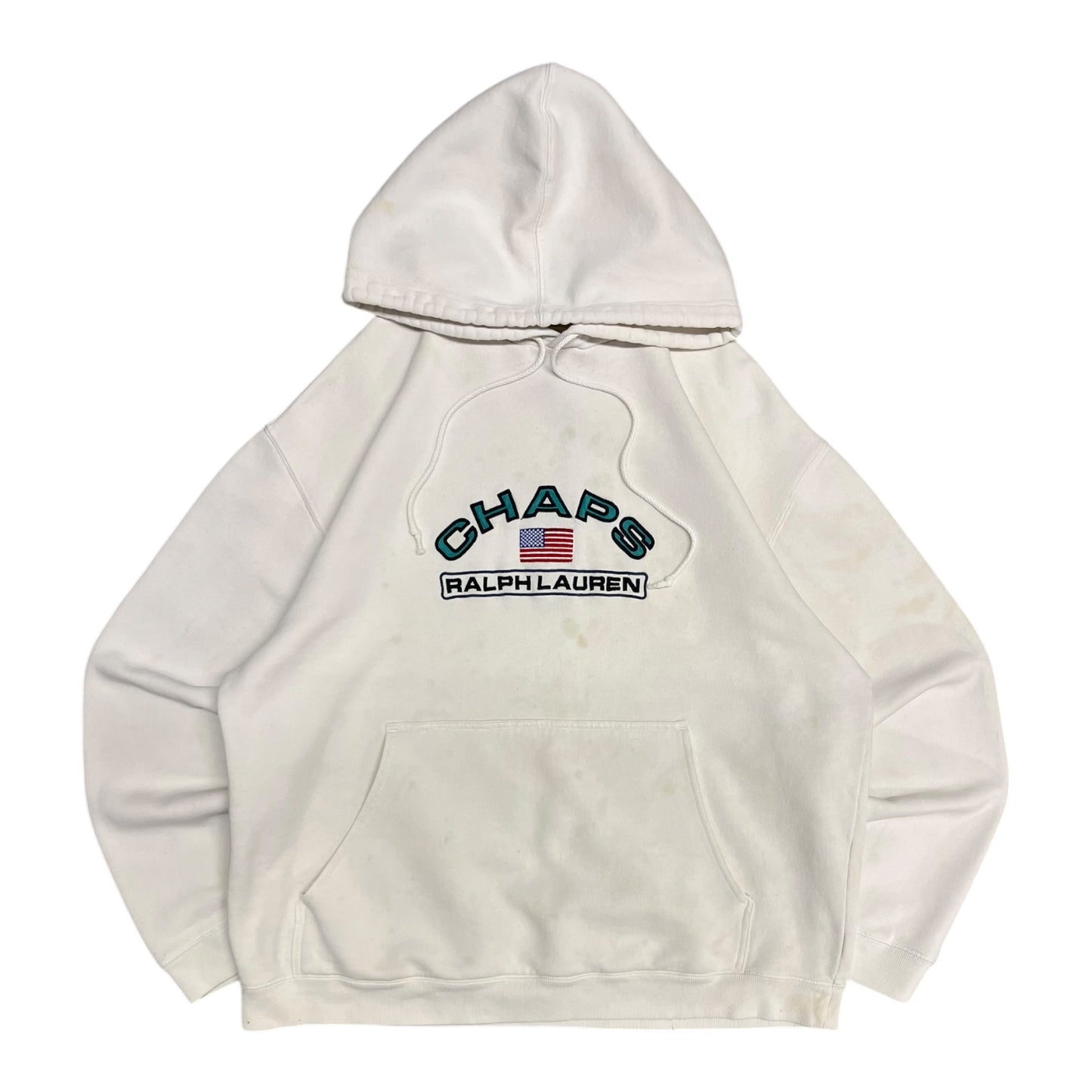 Y2K Chaps Ralph Lauren Embroidered White Hoodie