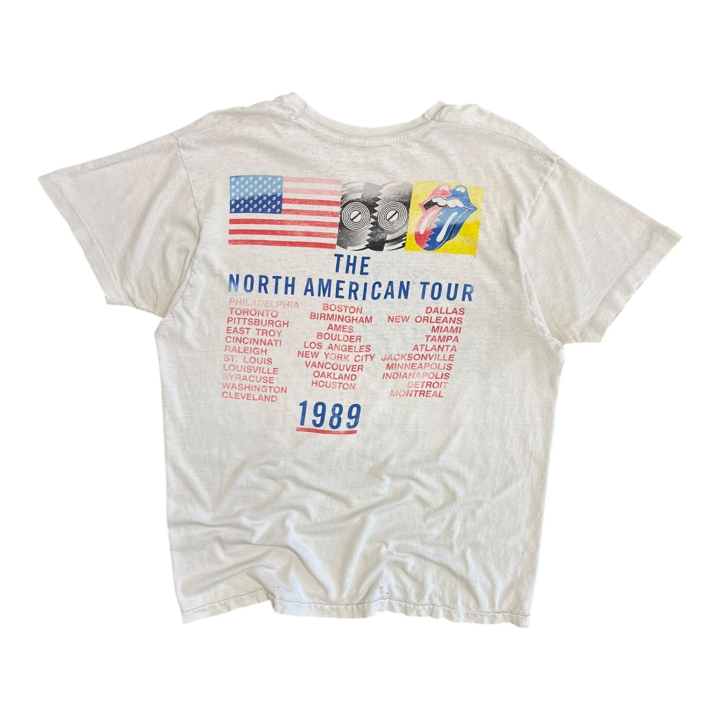 Vintage 1989 Rolling Stones North America Tour Flag T Shirt