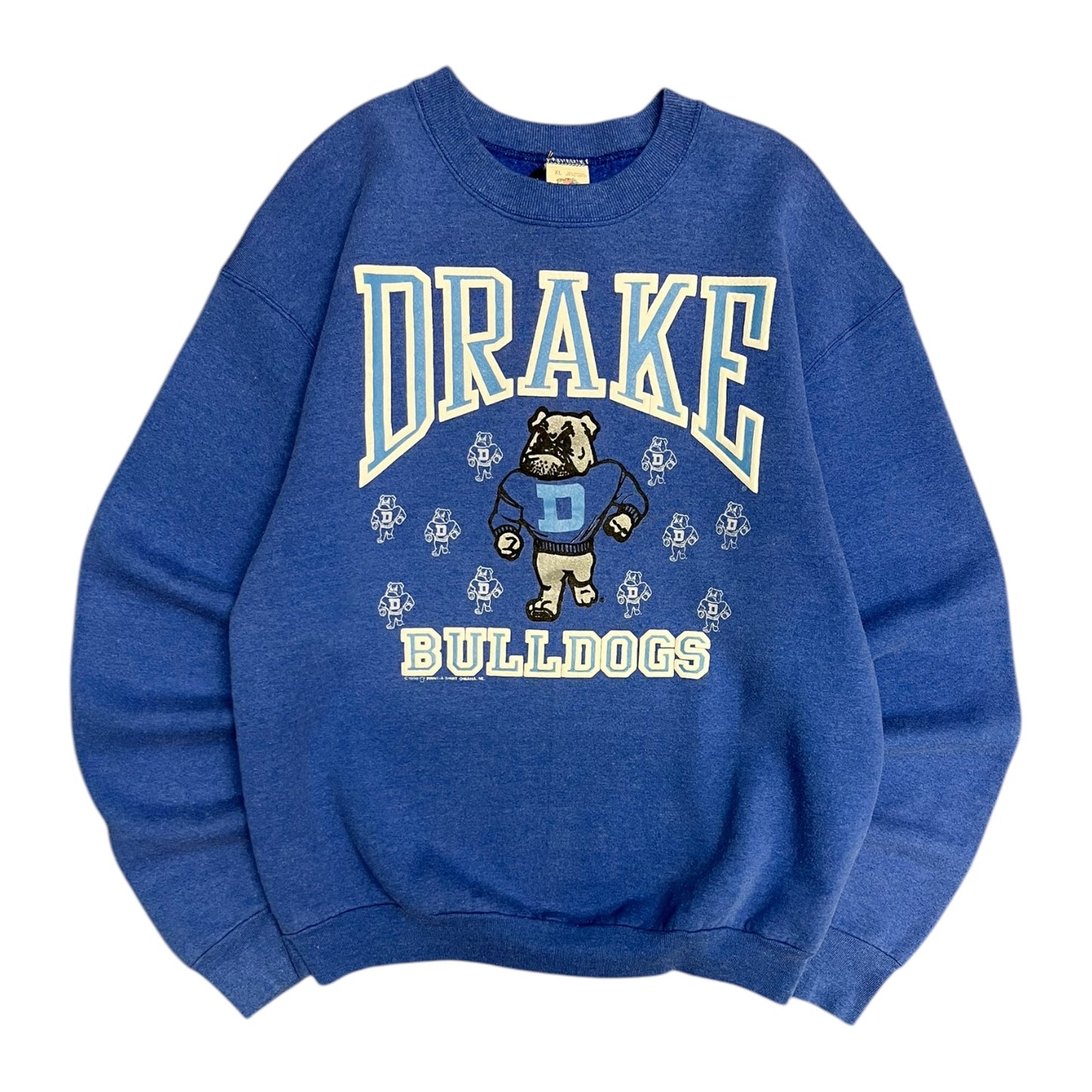 Vintage Drake Bulldogs Puff Print Blue Sweatshirt
