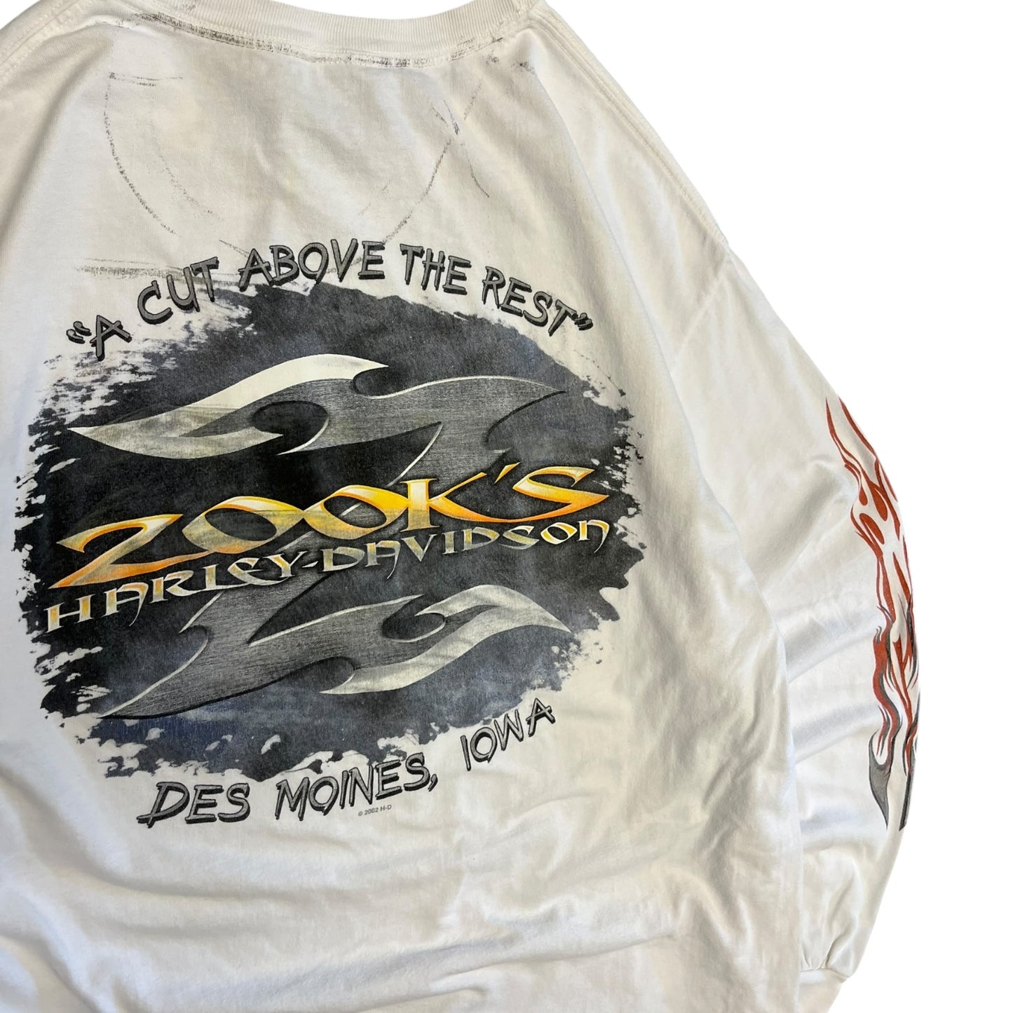 Y2K Harley Davidson Flame Sleeve White Longsleeve