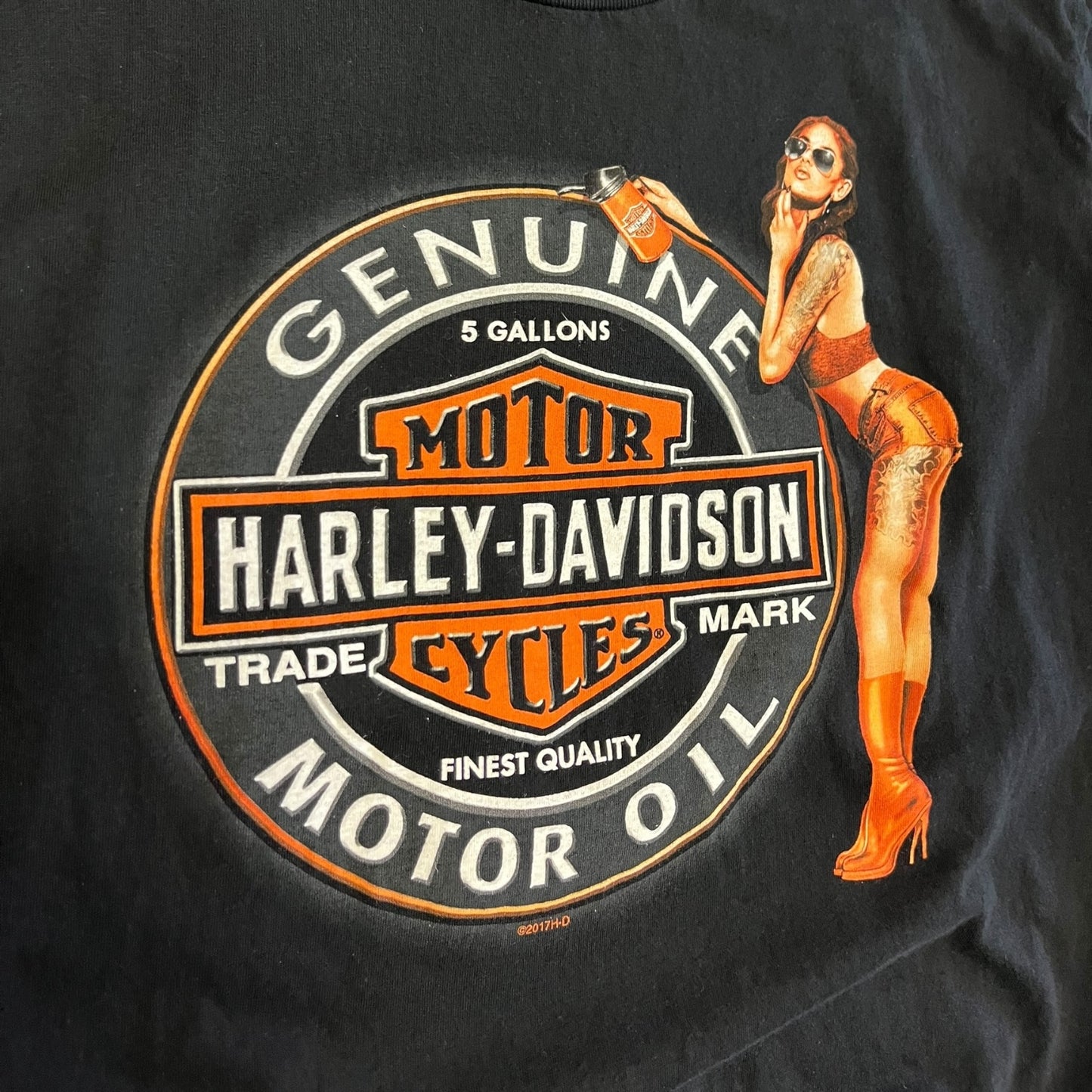 Y2K Harley Davidson Orange Tattooed Women Tee