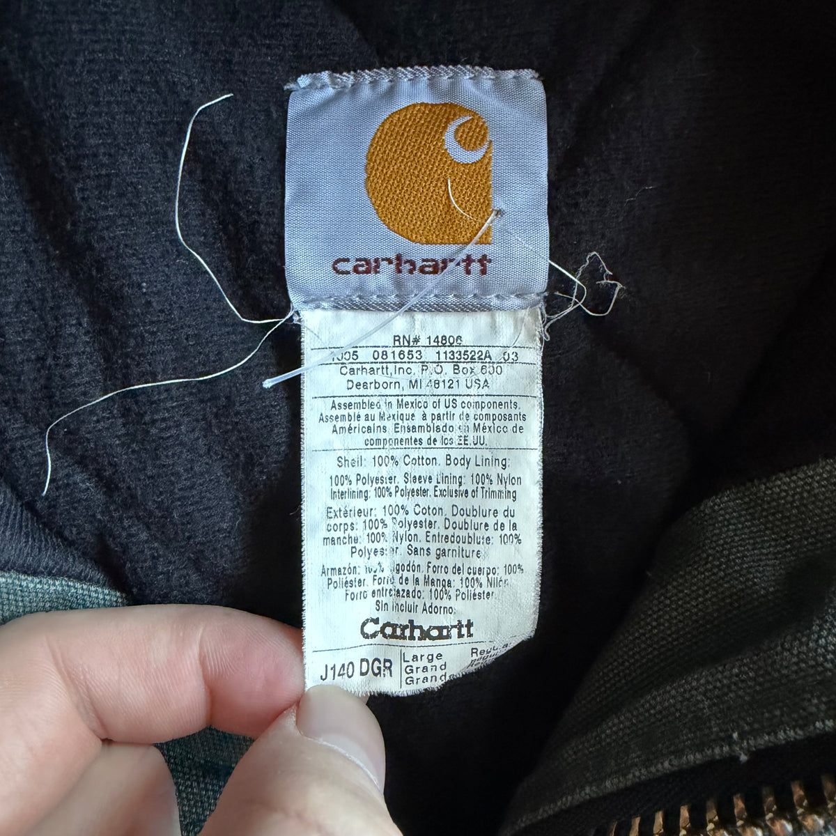 Carhartt ‘J140 DGR’ Dark Green Quilt Lined Active Jacket