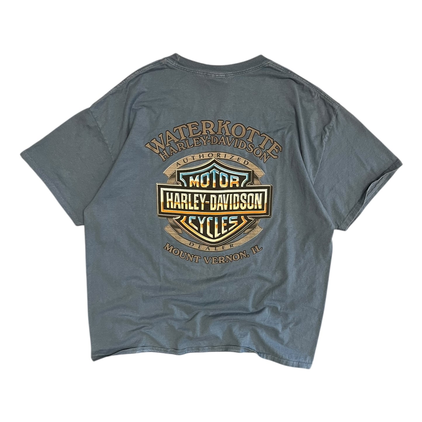 Harley Davidson Genuine Oil Pin Up Girl Blue T Shirt