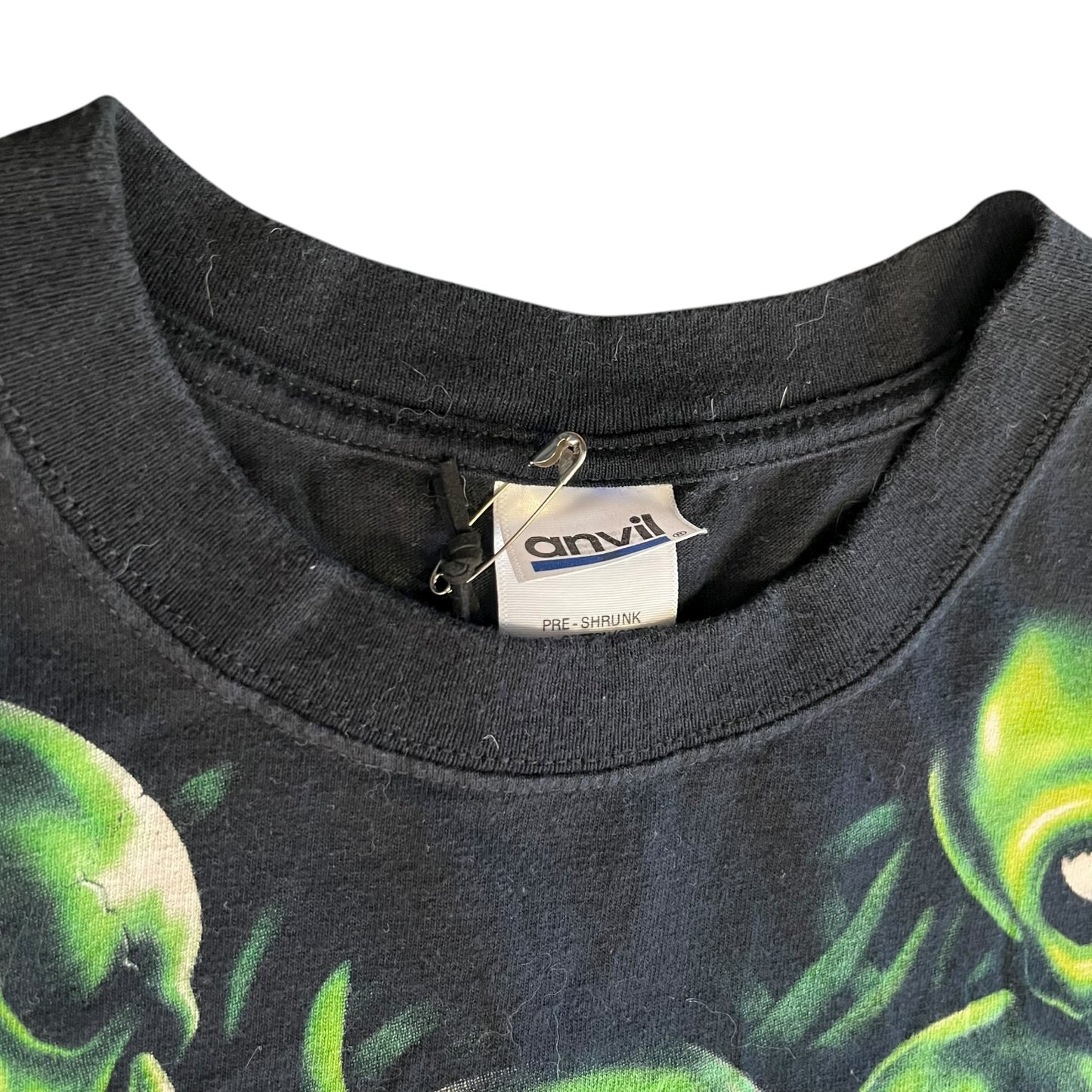 Y2K Liquid Blue Green Skull Pile Tee