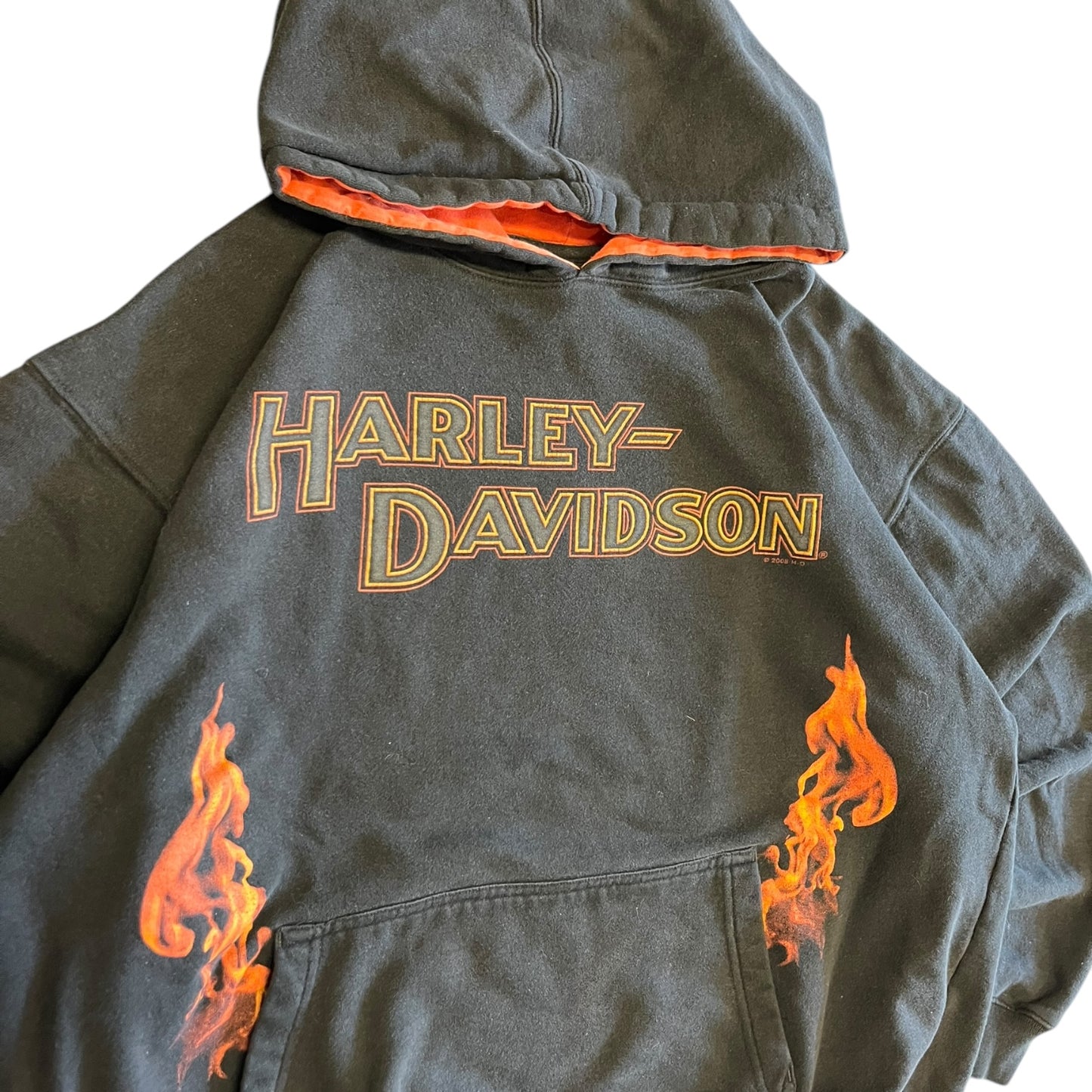 Y2K Harley Davidson Flaming Pocket Hoodie