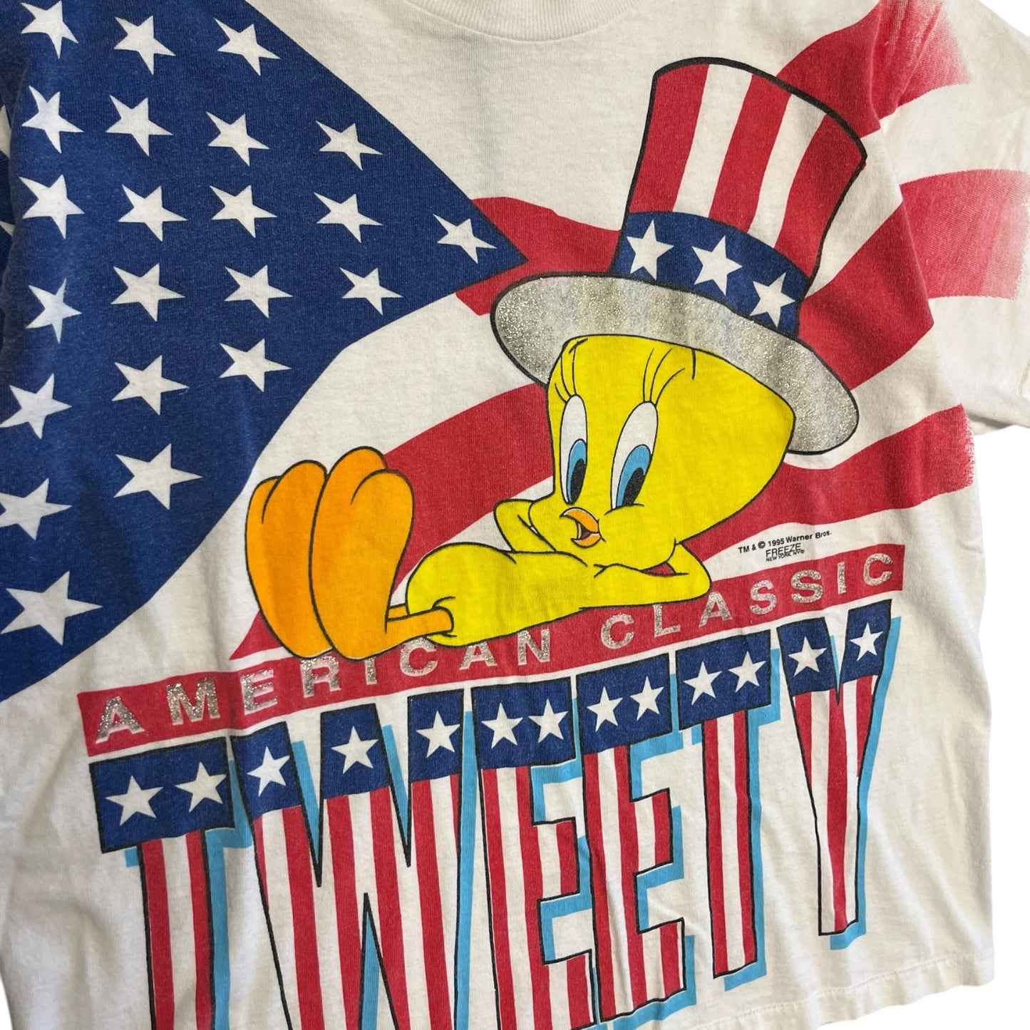 Y2K Looney Tunes Tweety Bird American Flag Women’s Tee