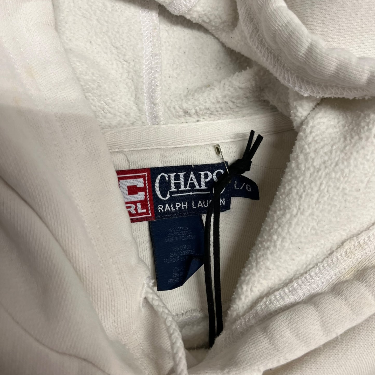 Y2K Chaps Ralph Lauren Embroidered White Hoodie